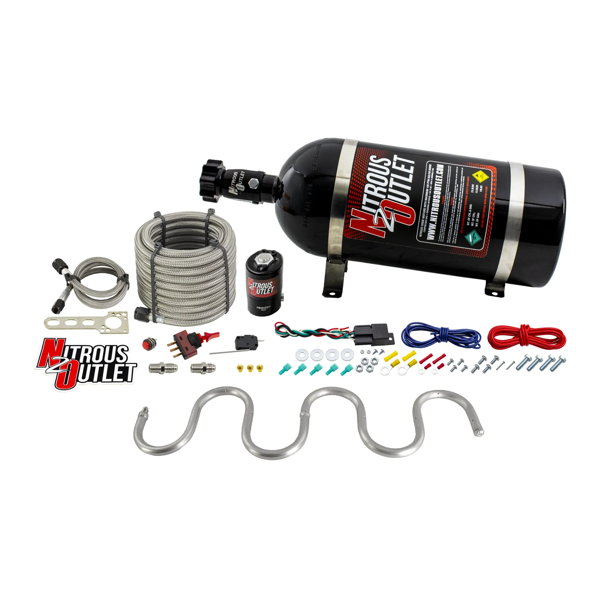Intercooler Chiller System 19x5 Inch Snake Style 10 LB Bottle Nitrous Outlet