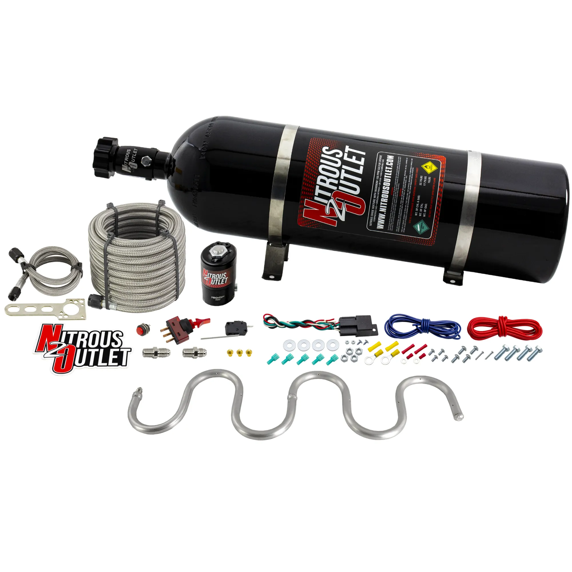 Intercooler Chiller System 19x5 Inch Snake Style 15 LB Bottle Nitrous Outlet