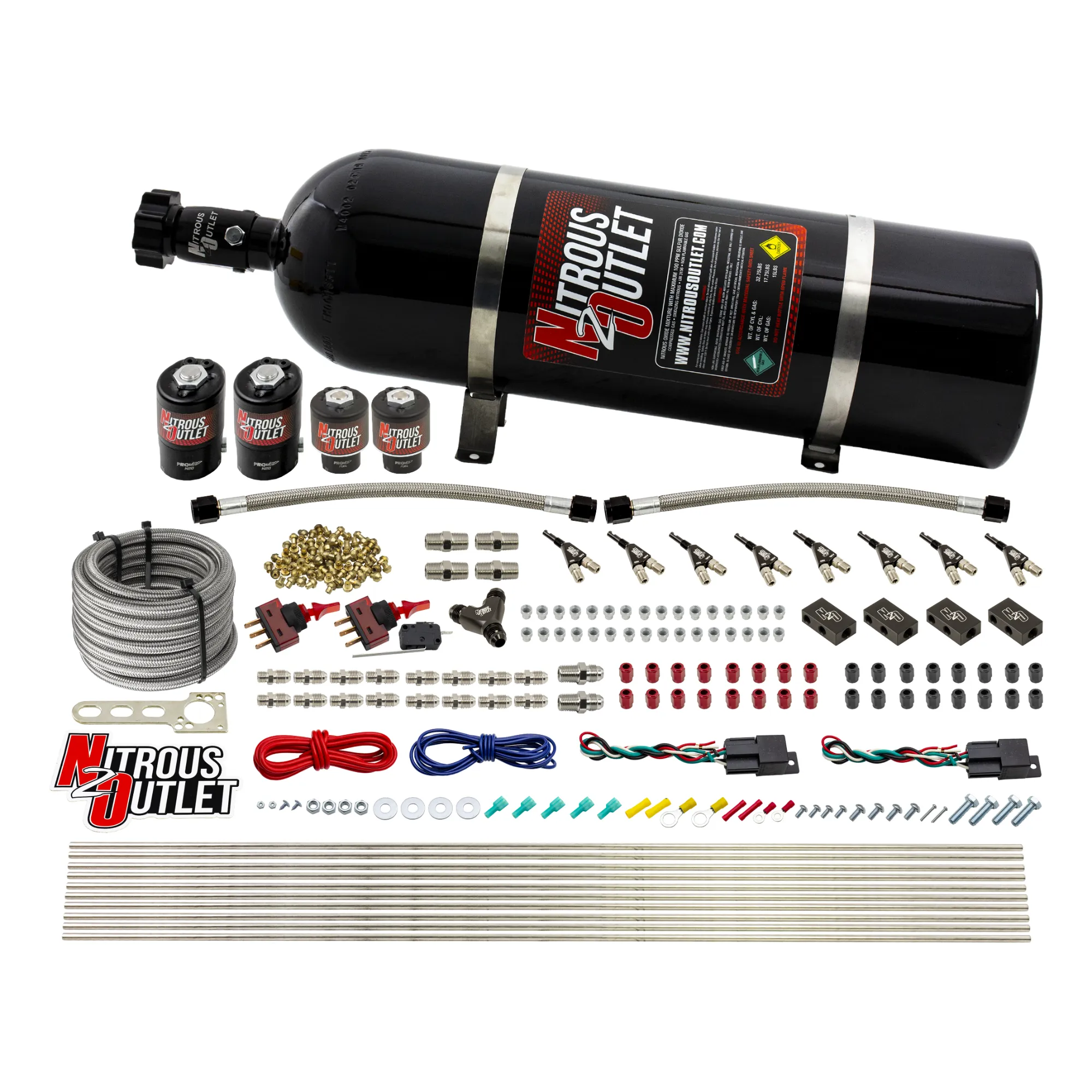 Nitrous Outlet 4 Cylinder Dual Stage Direct Port System - Two .122 Nitrous Solen