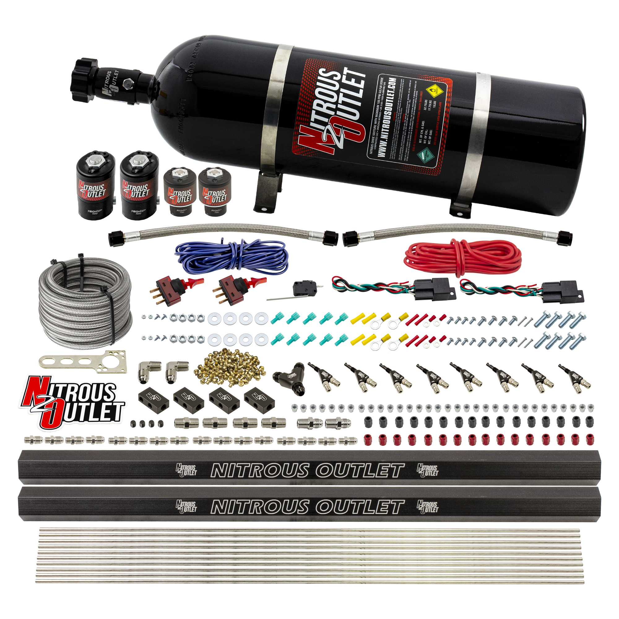 Nitrous Outlet 4 Cylinder Dual Stage Direct Port System - Two .122 Nitrous Solen