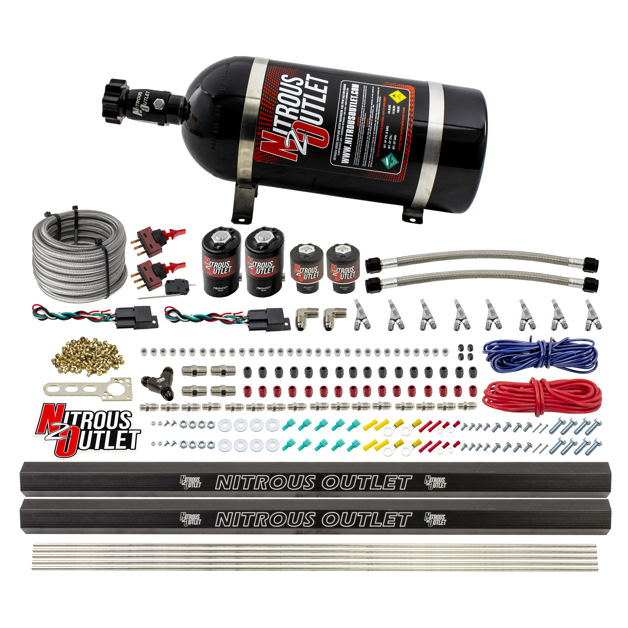 Nitrous Outlet 4 Cylinder Dual Stage Direct Port System - Two .122 Nitrous Solen