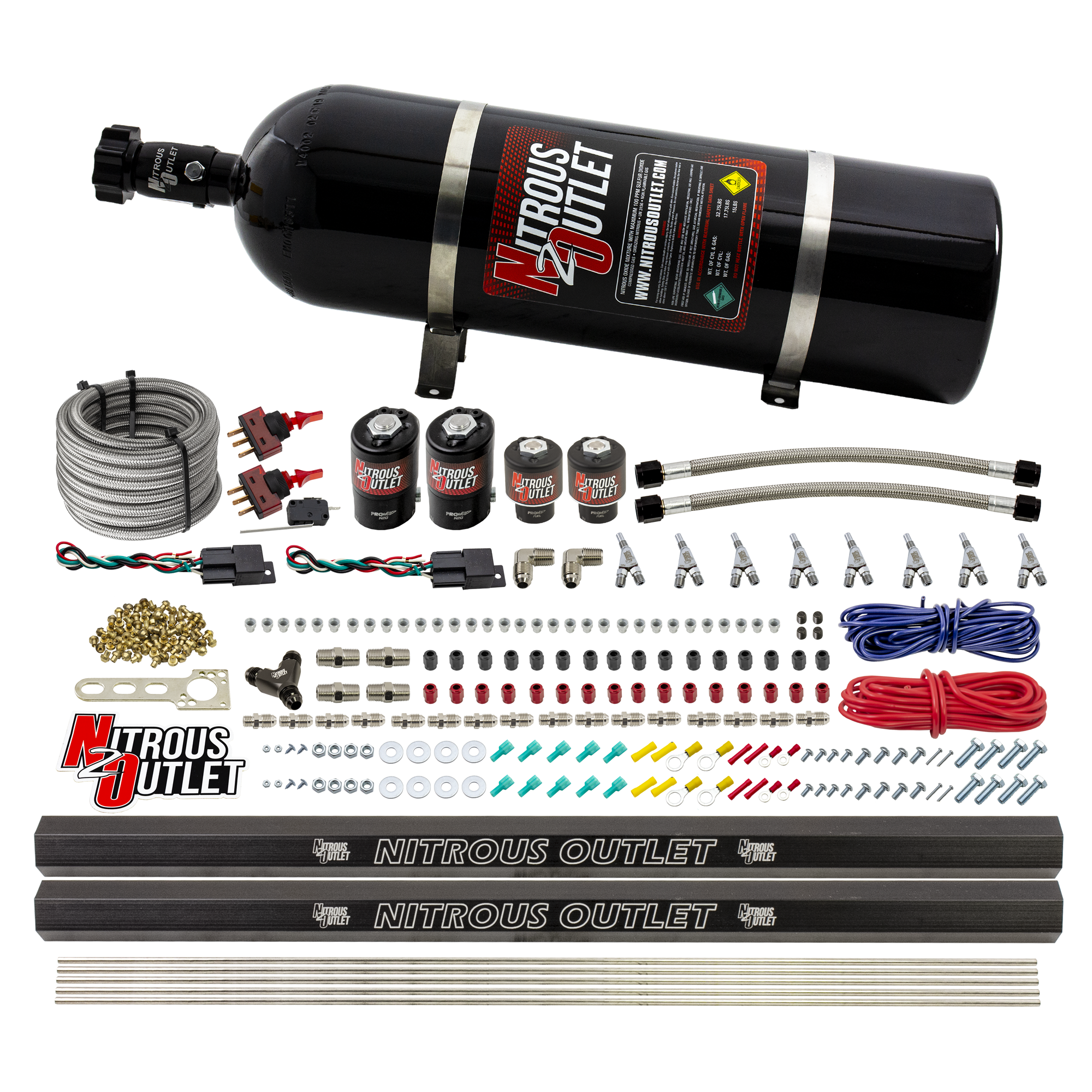 Nitrous Outlet 4 Cylinder Dual Stage Direct Port System - Two .122 Nitrous Solen