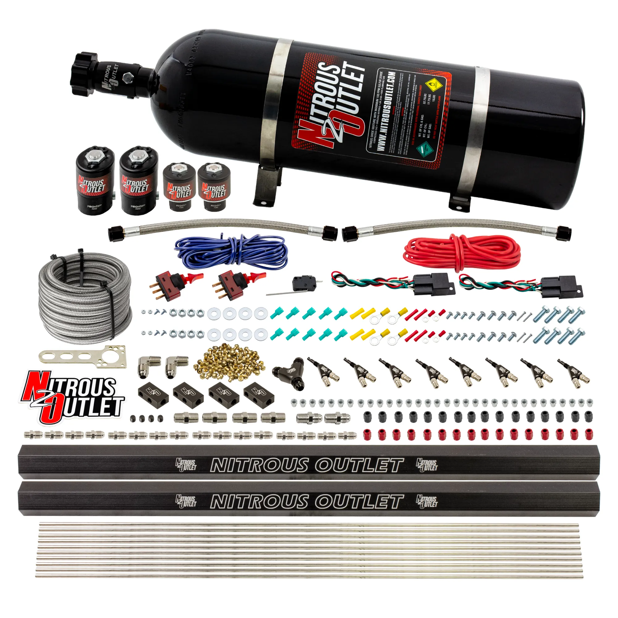 Nitrous Outlet 4 Cylinder Dual Stage Direct Port System - Two .122 Nitrous Solen