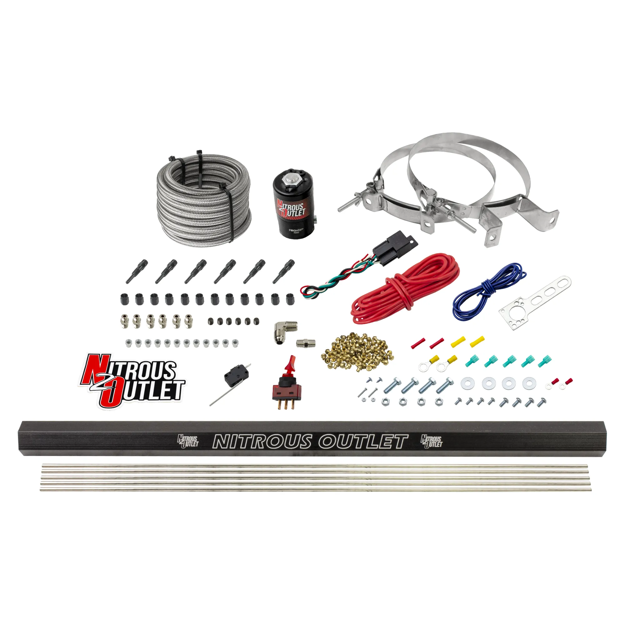 Dry 6 Cylinder Direct Port System .122 Nitrous Solenoid Injection Rail 90 Degree