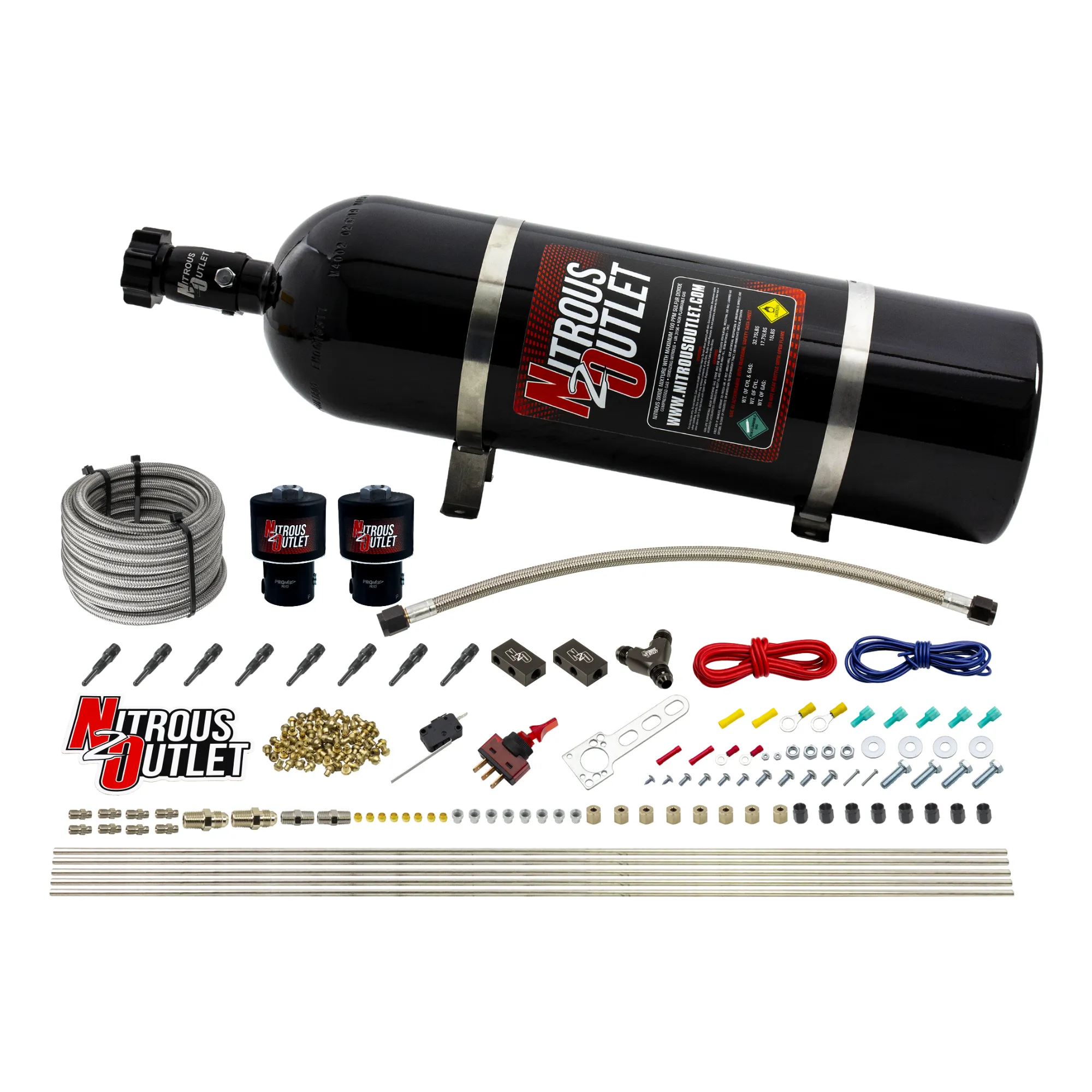 Nitrous Outlet Dry 8 Cylinder Direct Port System - Two .178 Trashcan Nitrous Sol