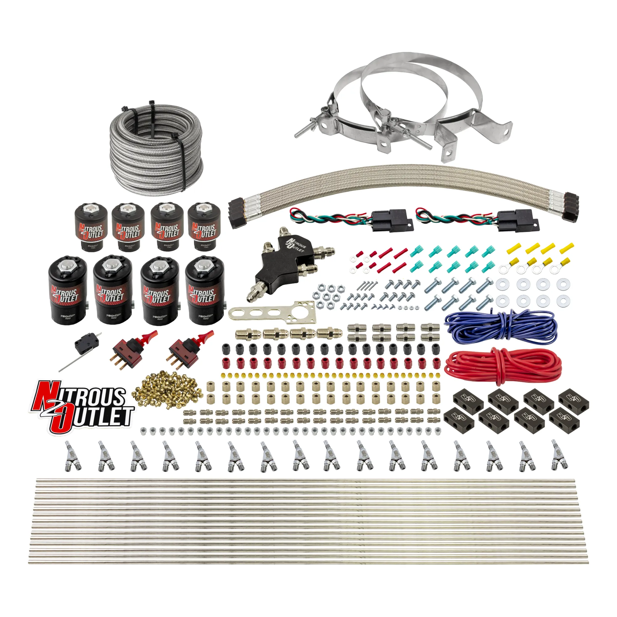 8 Cylinder Dual Stage Direct Port System Four .122 Nitrous Solenoids Four .177 F