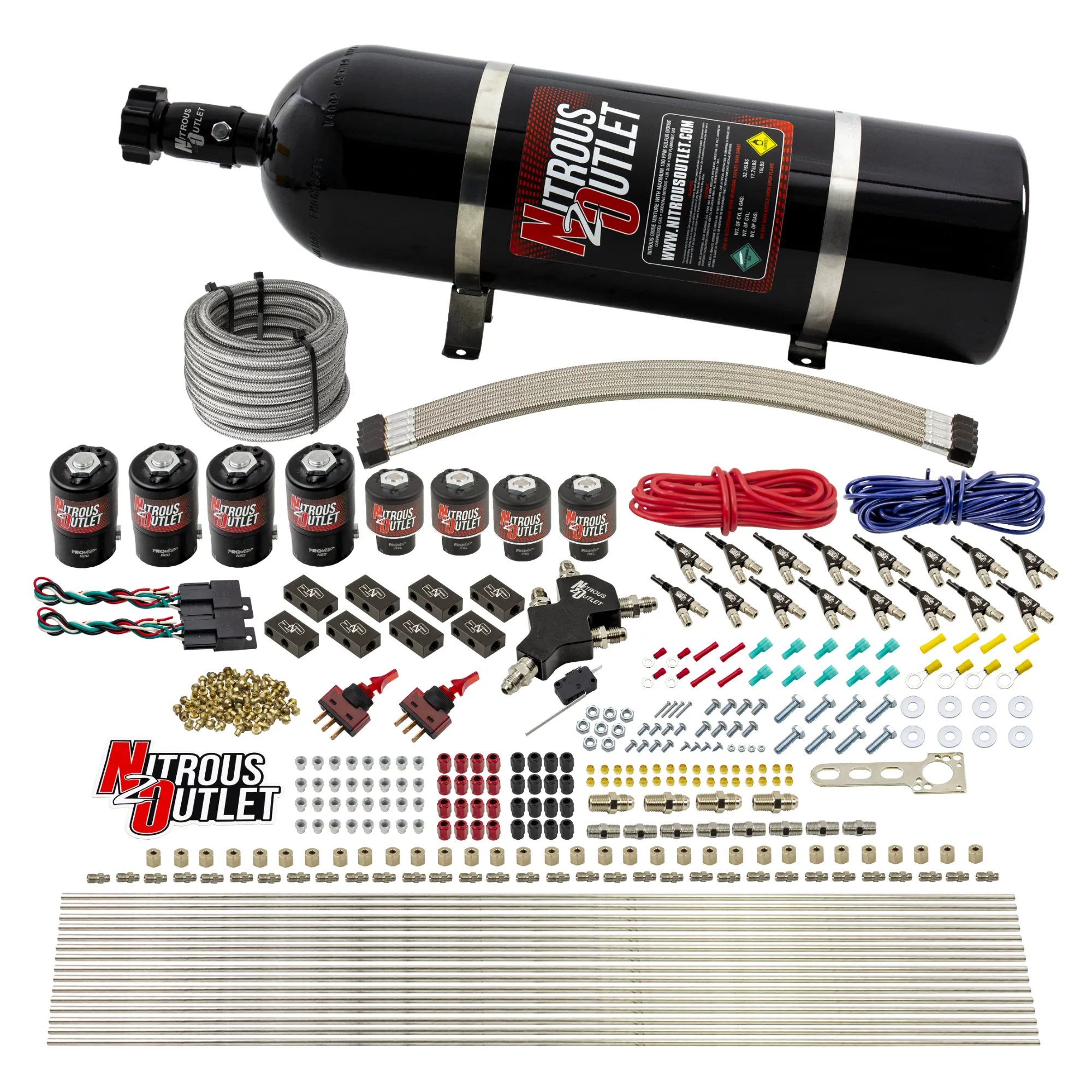 8 Cylinder Dual Stage Direct Port System Four .112 Nitrous Solenoids Four .177 F