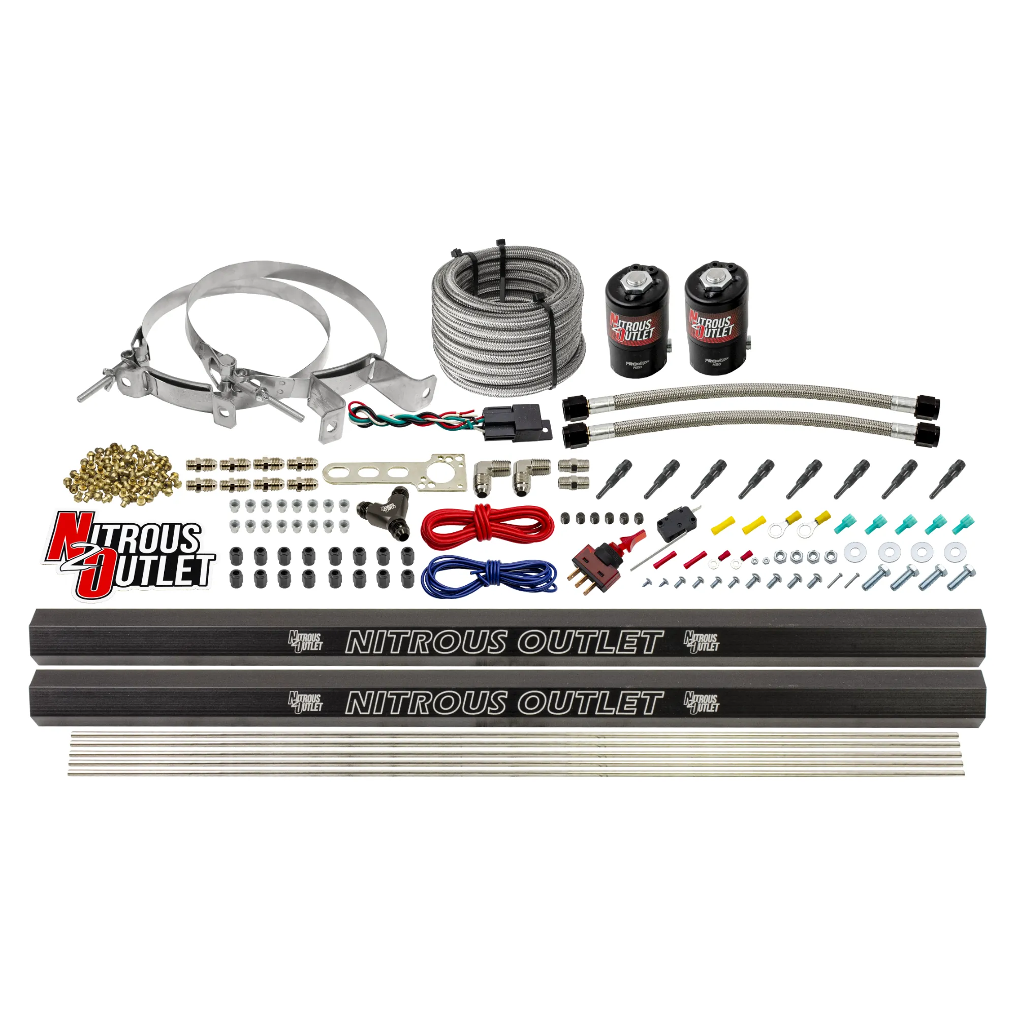 Dry 8 Cylinder Direct Port System Two .122 Nitrous Solenoids Two Injection Rails