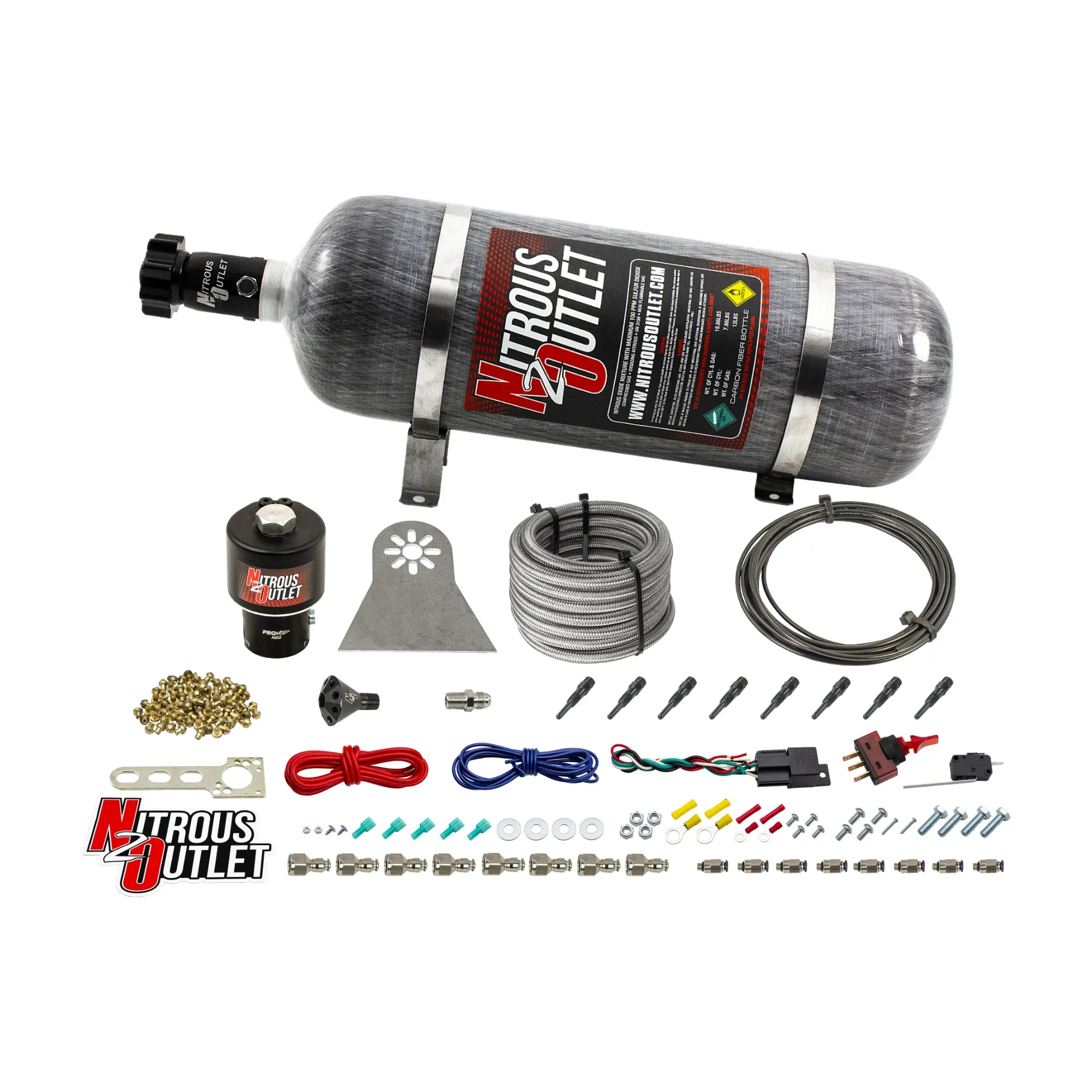 Dry 8 Cylinder Direct Port System .178 Trashcan Nitrous Solenoids Nylon Hose Sho