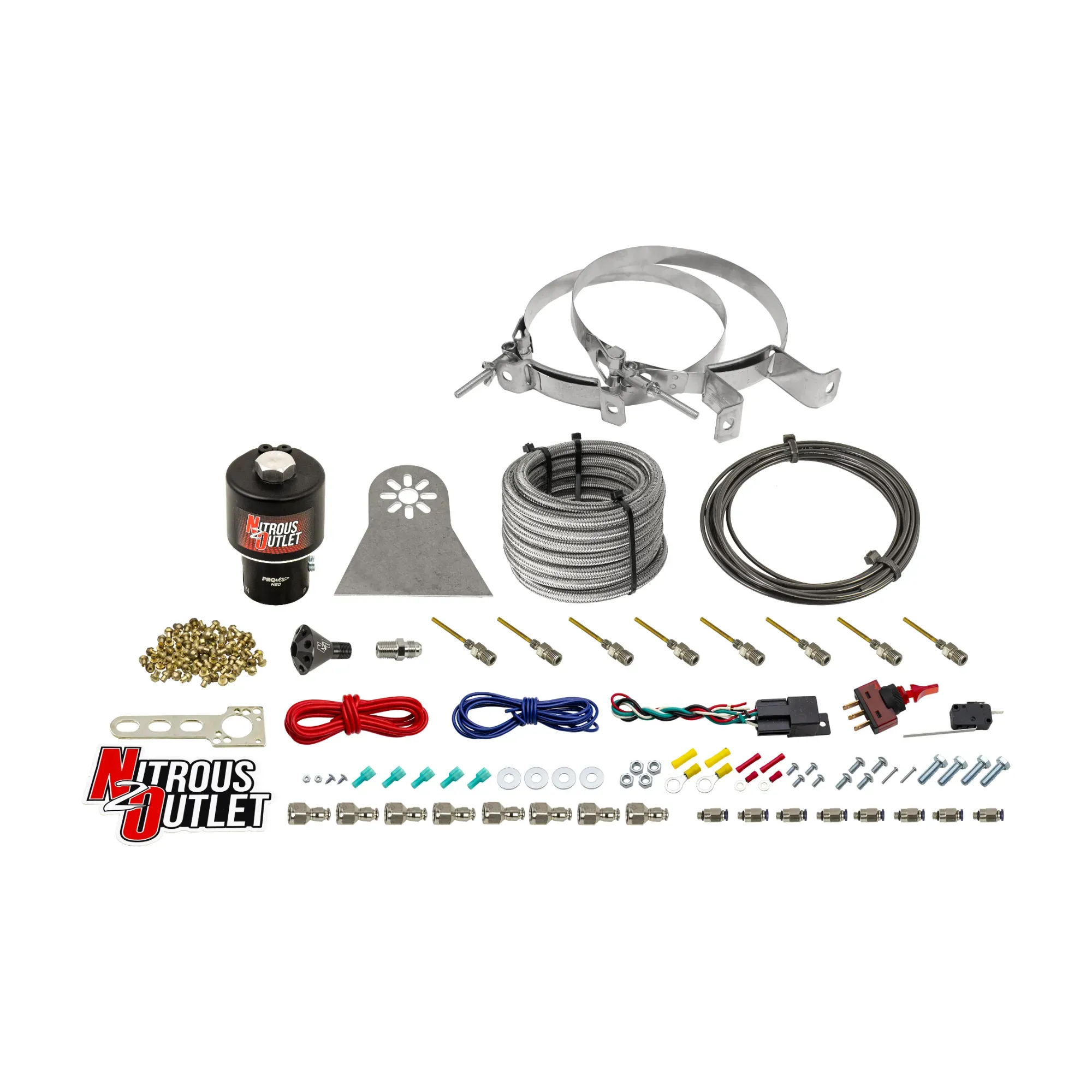 Dry 8 Cylinder Direct Port System .178 Trashcan Nitrous Solenoids Nylon Hose Sho