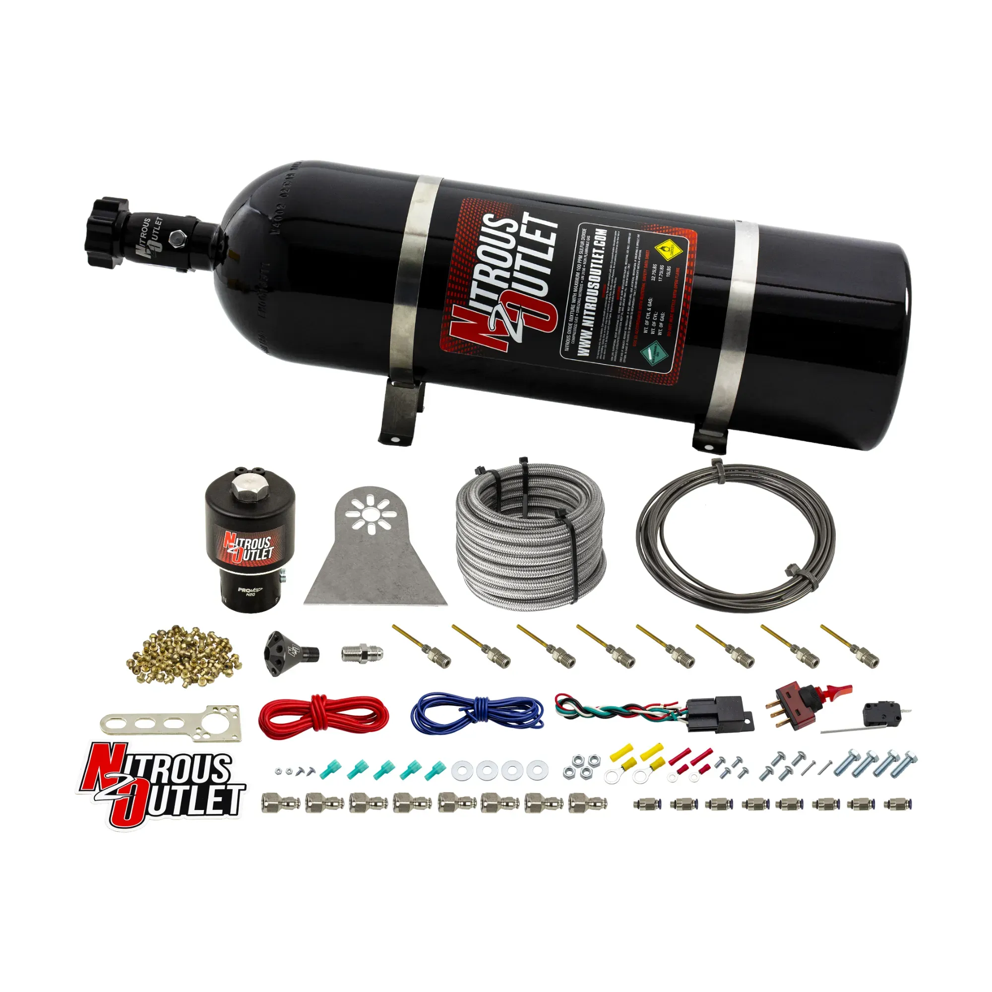 Dry 8 Cylinder Direct Port System .178 Trashcan Nitrous Solenoids Nylon Hose Sho