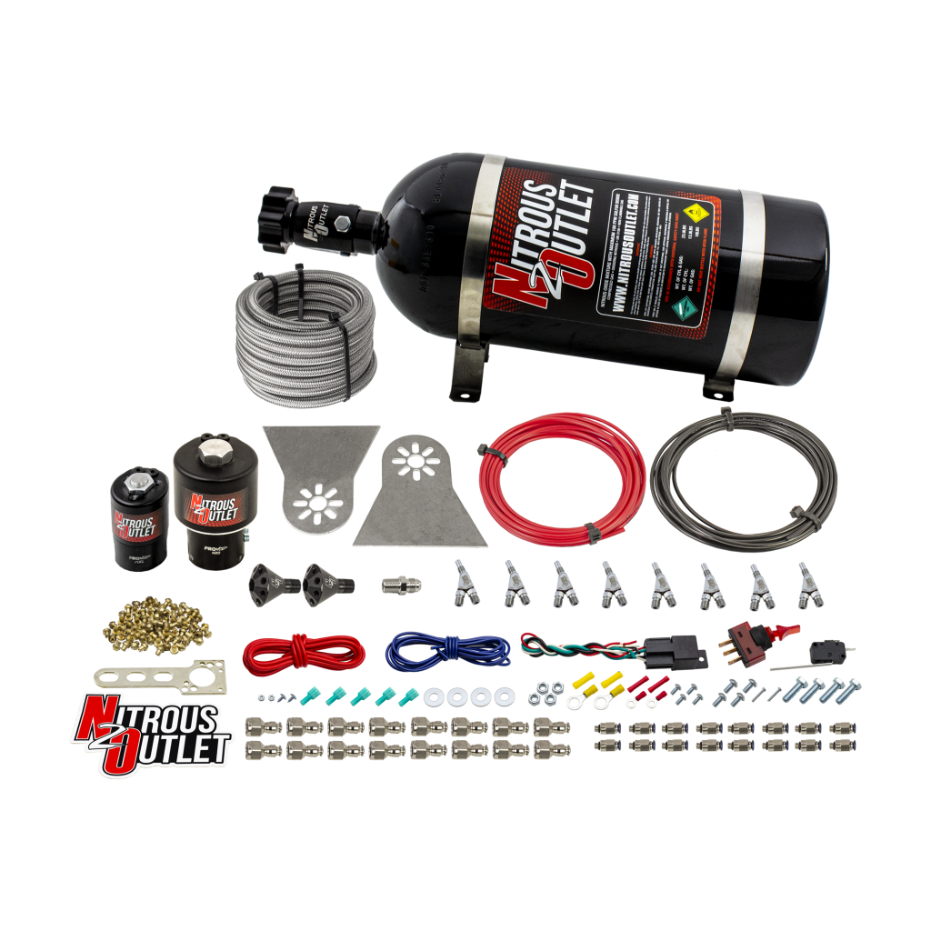 Dry 8 Cylinder Direct Port System .178 Trashcan Nitrous Solenoids Nylon Hose Sho
