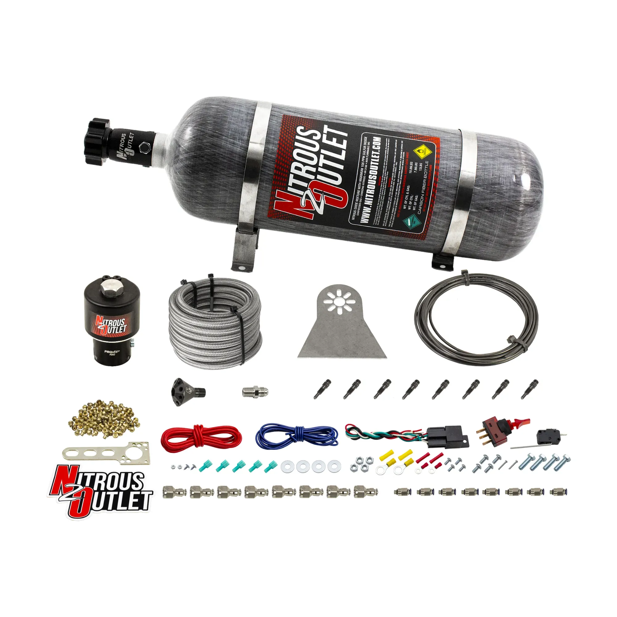 Dry 8 Cylinder Direct Port System .178 Trashcan Nitrous Solenoids Nylon Hose Sho