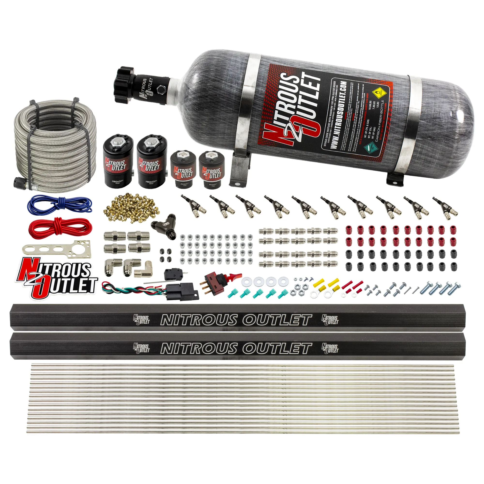 Nitrous Outlet 10 Cylinder Direct Port System - Two .122 Nitrous Solenoid/Two .3