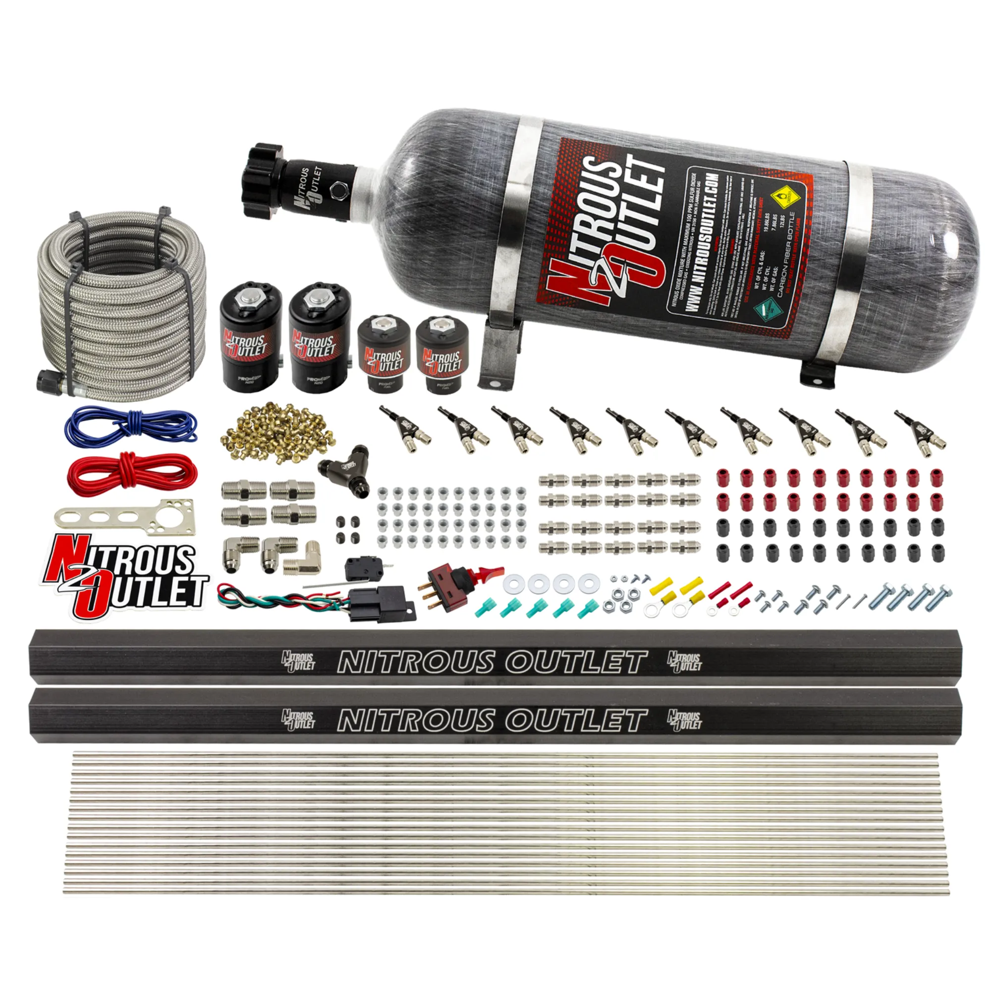 Nitrous Outlet 10 Cylinder Direct Port System - Two .122 Nitrous Solenoid/Two .3