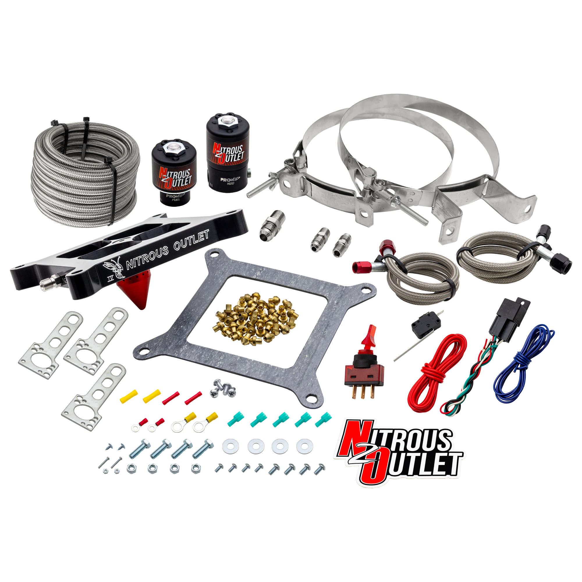 4150 Stinger 4 System Braided Hoses .122 Nitrous Solenoid .177 Fuel Solenoid Uni