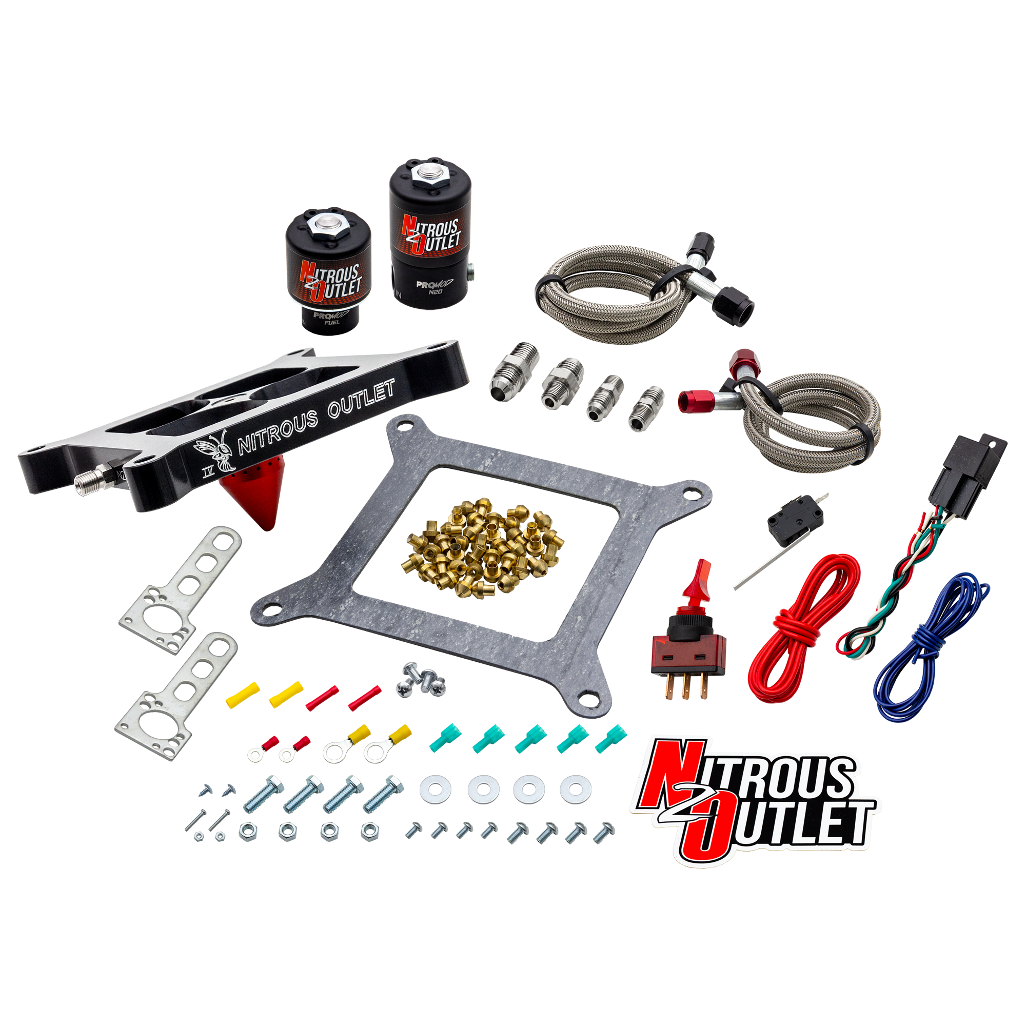 4150 Stinger 4 Solenoid Forward Conversion Kit Braided Hoses .122 Nitrous Soleno
