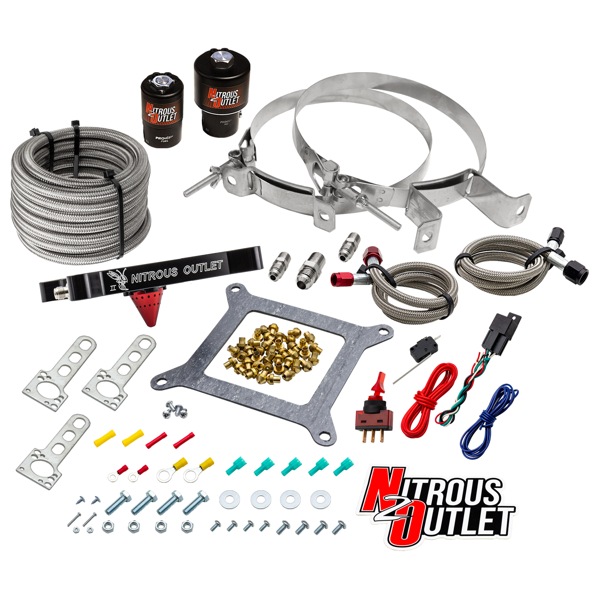 4150 Stinger 2 Race System Braided Hoses .178 Trashcan Nitrous Solenoid .310 Fue