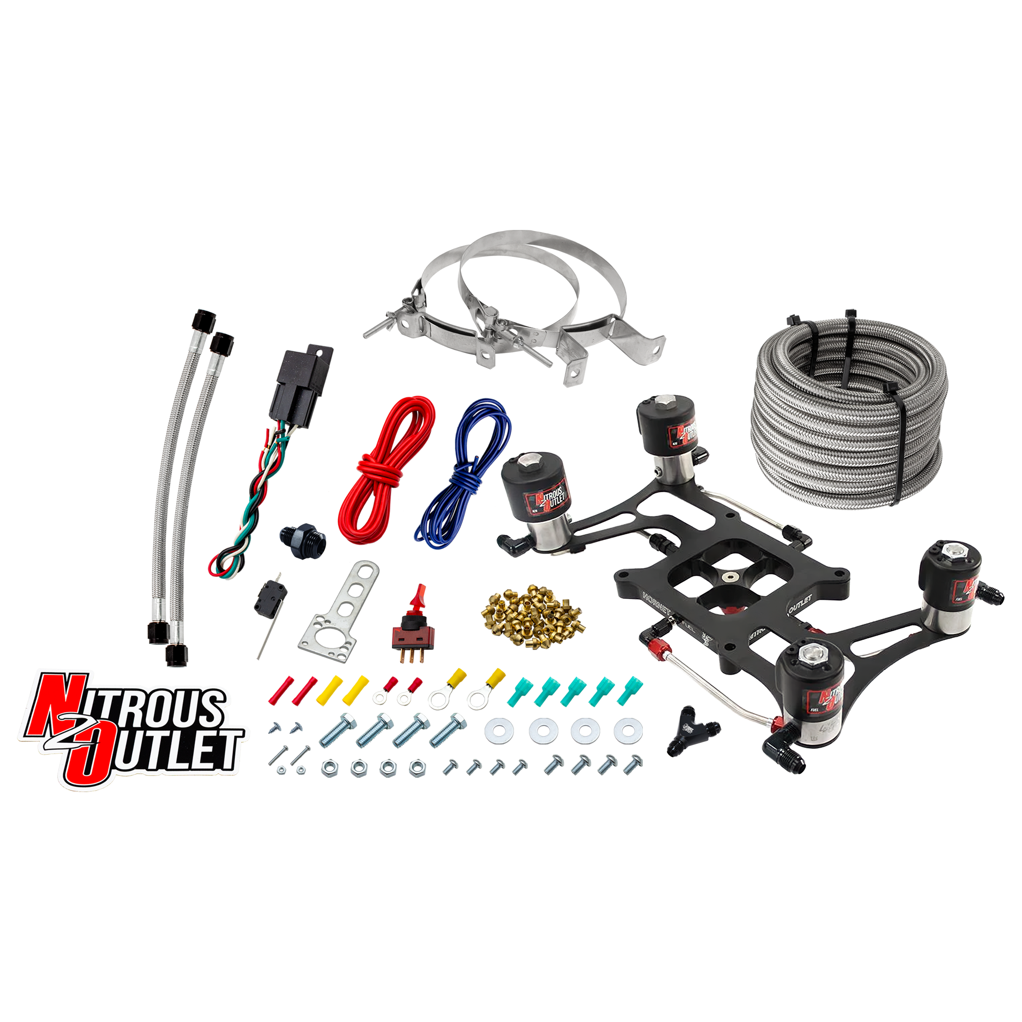 4150 Hornet 3 Race Dual Stage System Hard-line Two .178 Trashcan Nitrous Solenoi