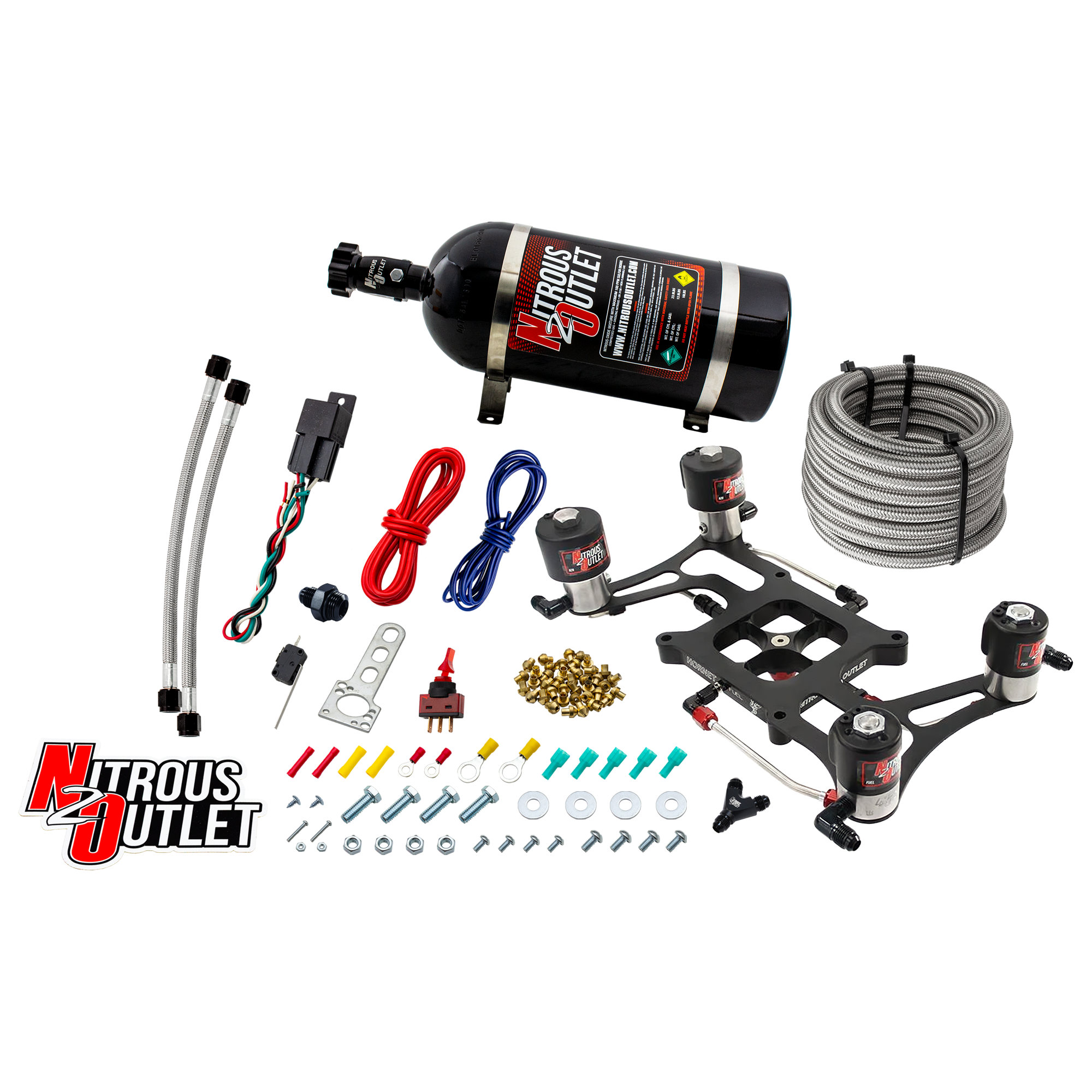 4150 Hornet 3 Race Dual Stage System Hard-line Two .178 Trashcan Nitrous Solenoi