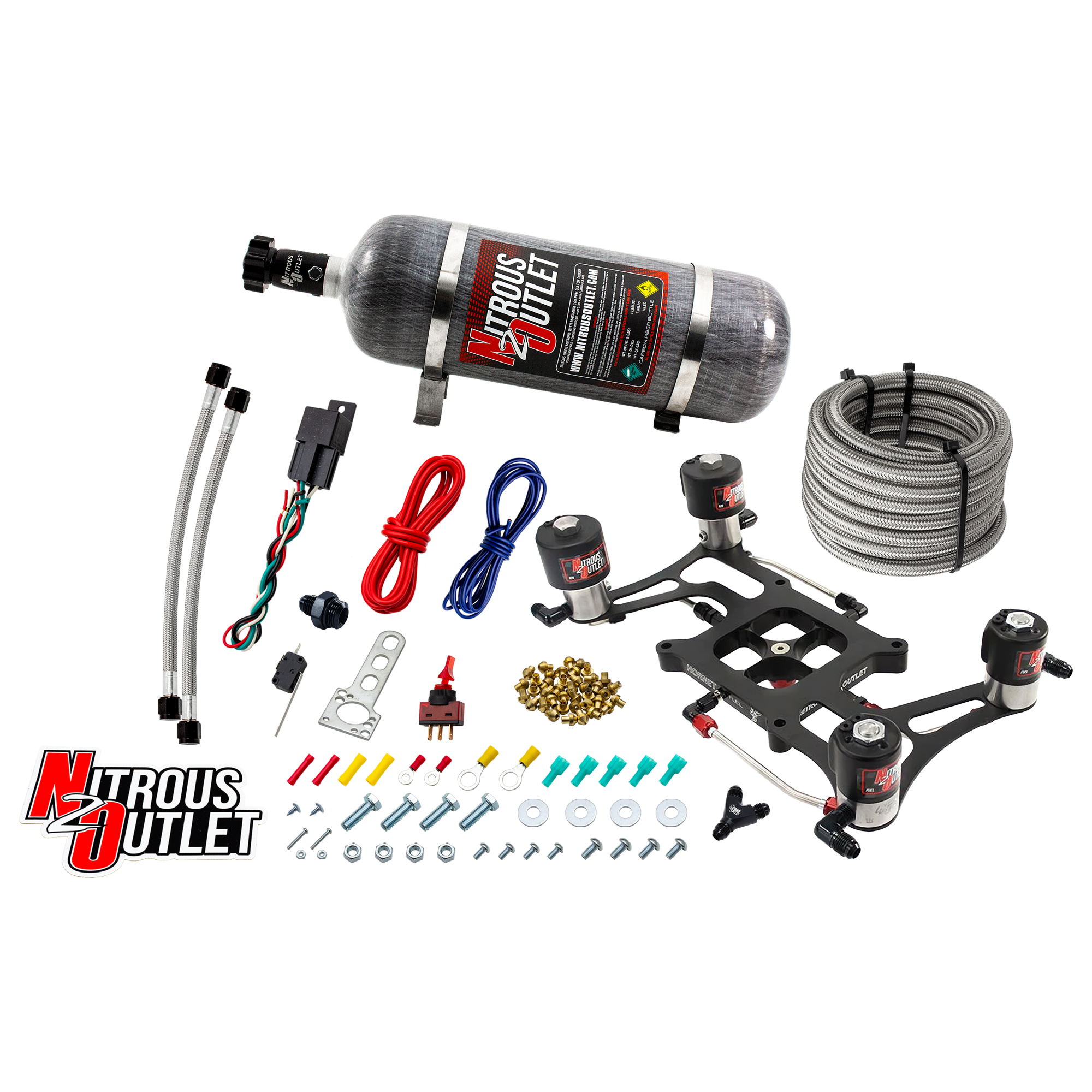 4150 Hornet 3 Race Dual Stage System Hard-line Two .178 Trashcan Nitrous Solenoi