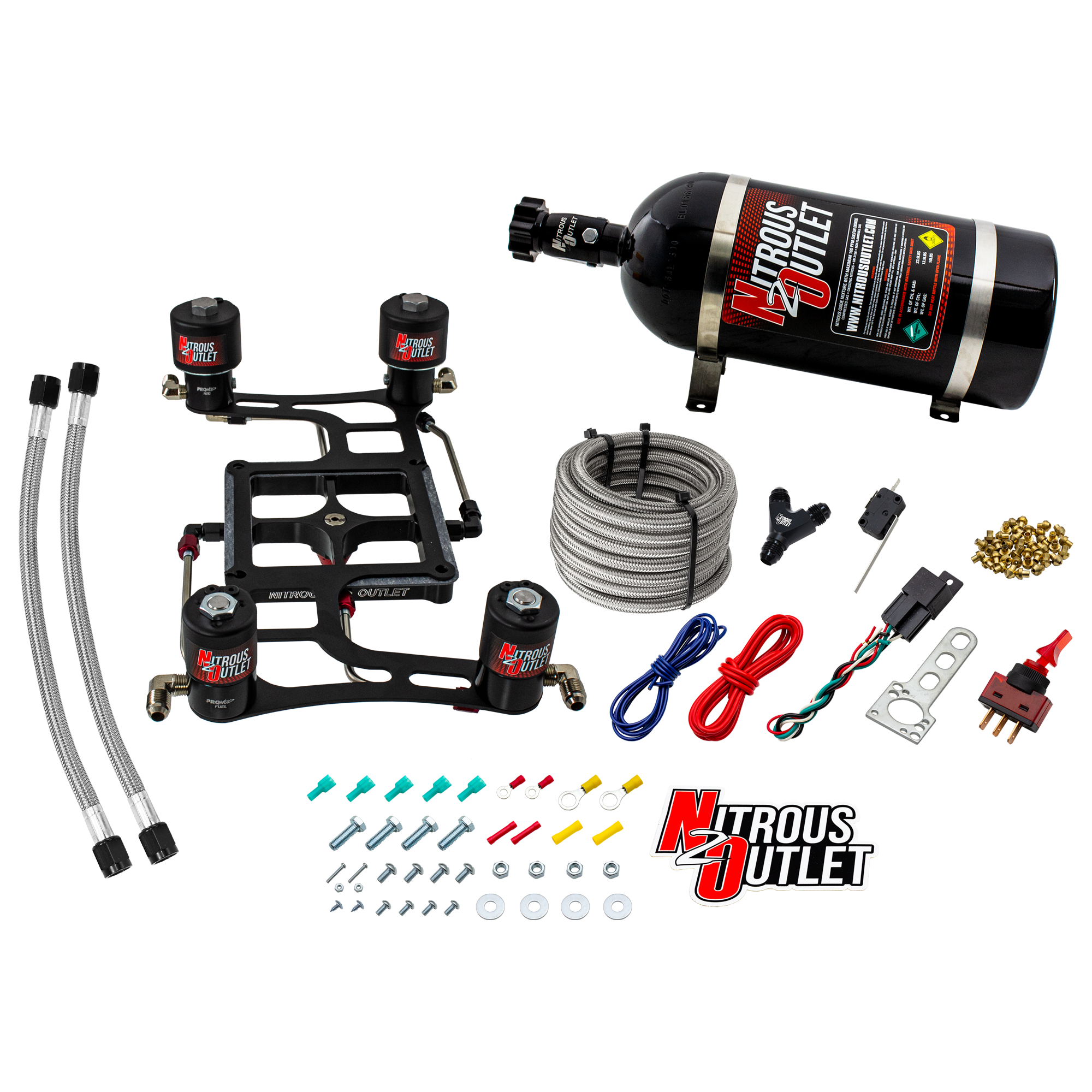 4500 Hornet 2 Race Dual Stage System Hard-line Two .178 Trashcan Nitrous Solenoi