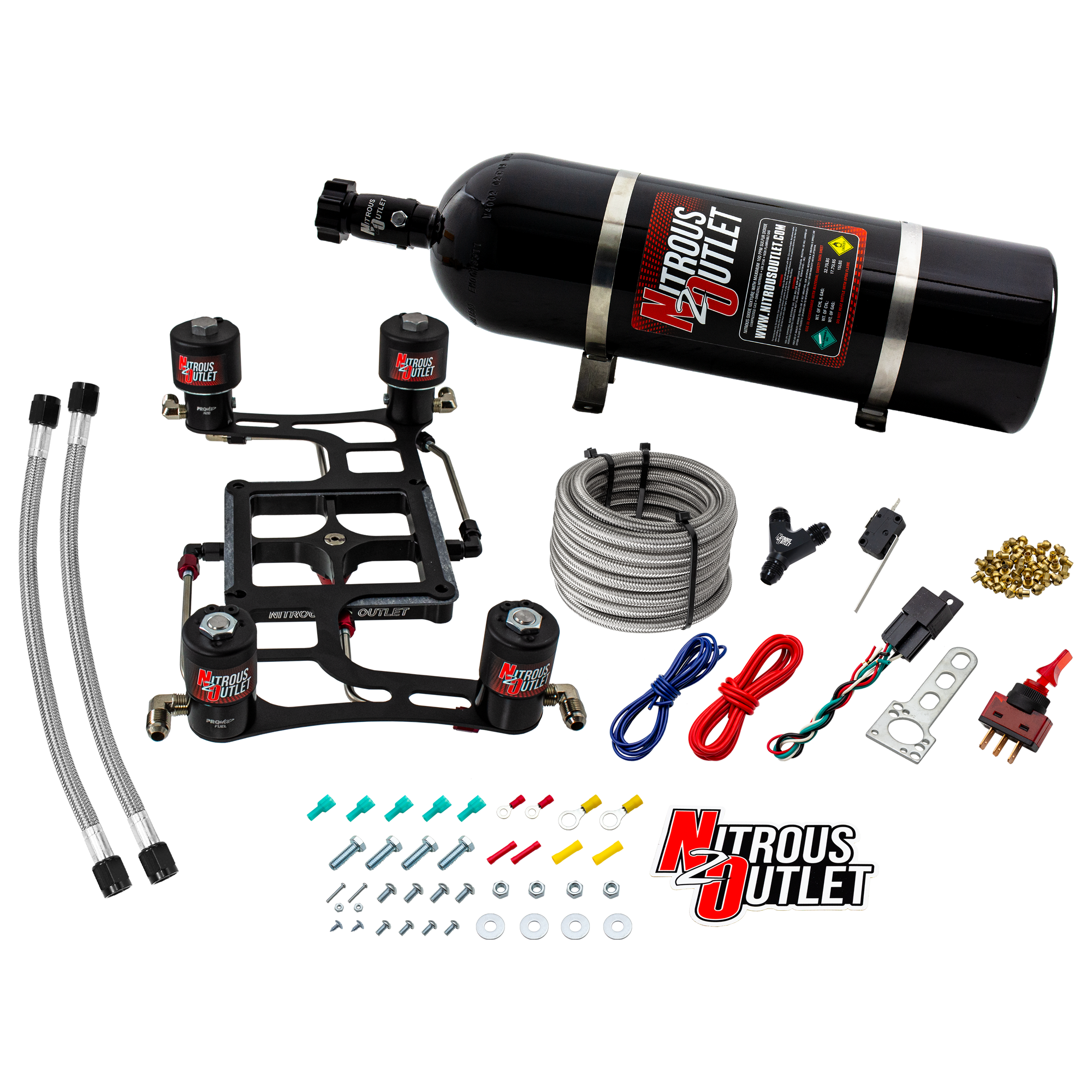 4500 Hornet 2 Race Dual Stage System Hard-line Two .178 Trashcan Nitrous Solenoi