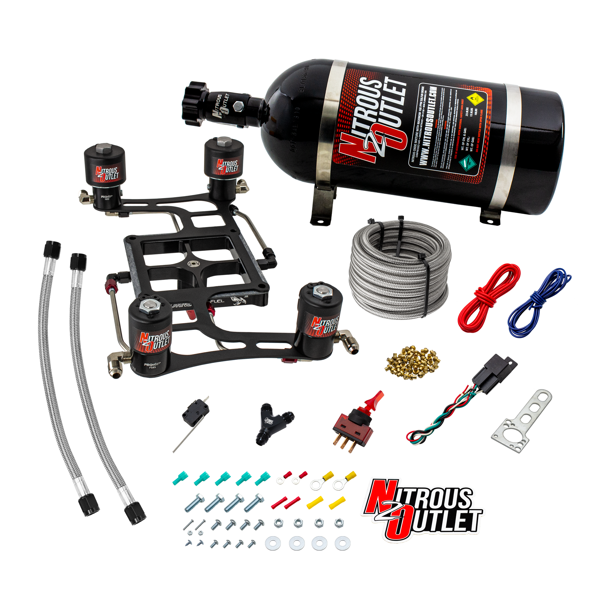 4500 Hornet 3 Race Dual Stage System Hard-line Two .178 Trashcan Nitrous Solenoi