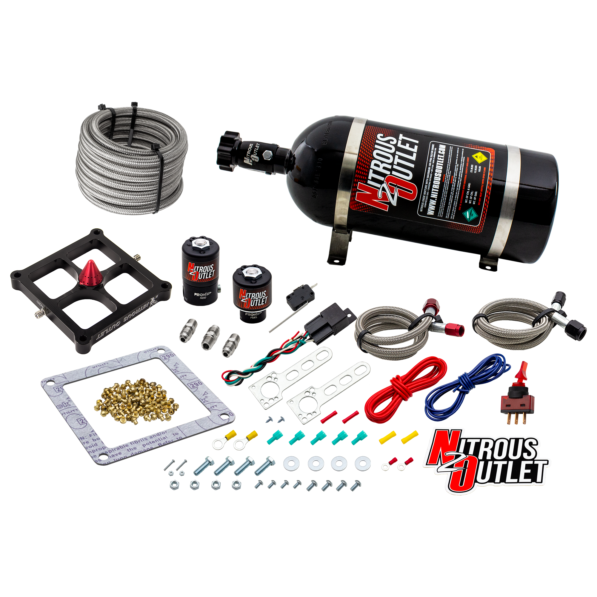 4500 Stinger 2 System Braided Hoses .122 Nitrous Solenoid .177 Fuel Solenoid Uni