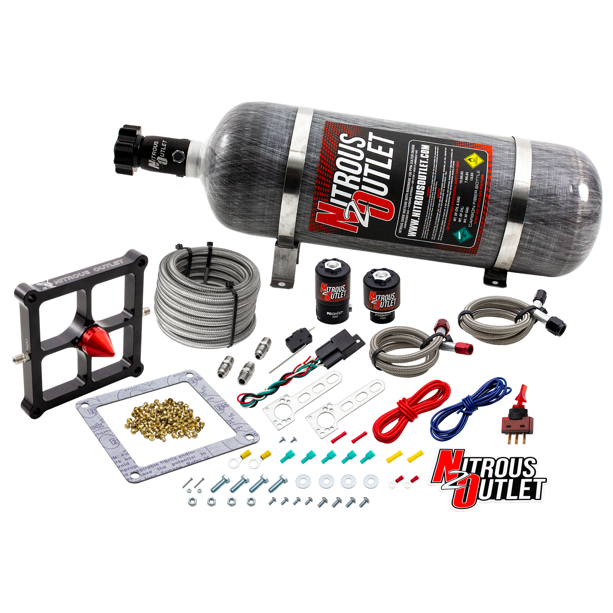 4500 Stinger 4 System Braided Hoses .122 Nitrous Solenoid .177 Fuel Solenoid Uni