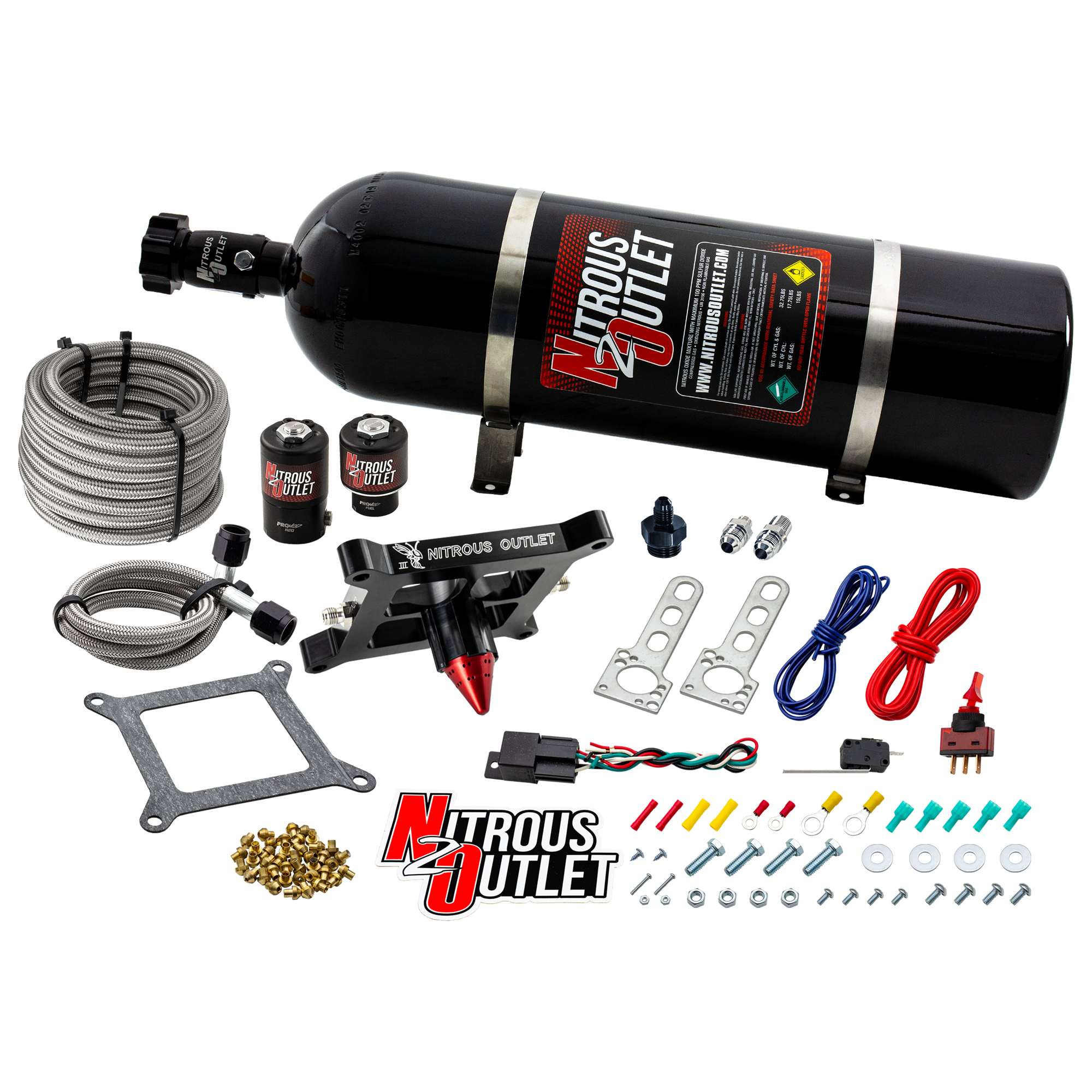 Nitrous Outlet 4150 Stinger 2 Dry System - Braided Hoses/.122 Nitrous Solenoid/U