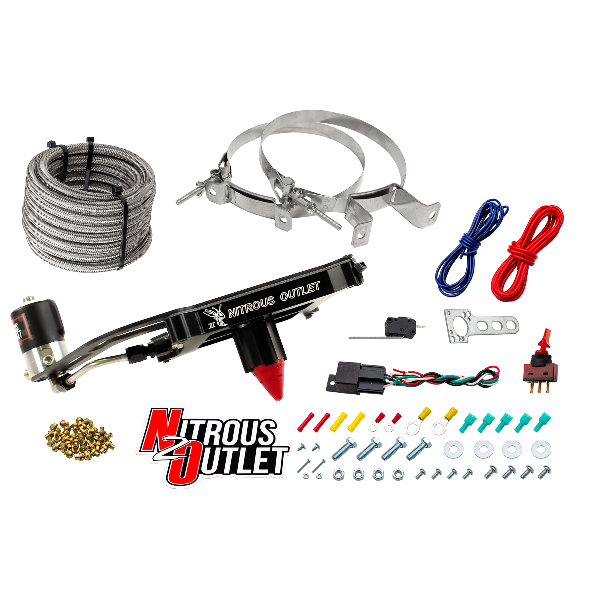4150 Stinger 3 Dry System Hard-line .122 Nitrous Solenoid Boomerang Solenoid Bra
