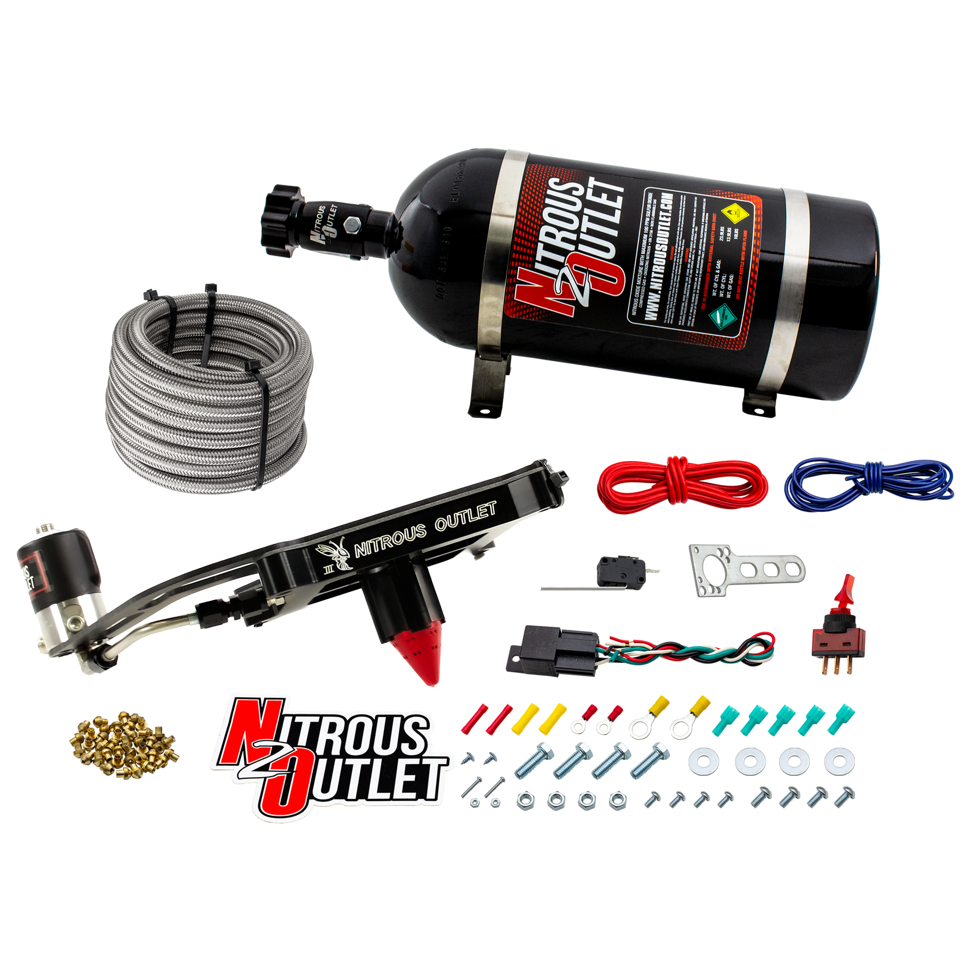 4150 Stinger 3 Dry System Hard-line .122 Nitrous Solenoid Boomerang Solenoid Bra