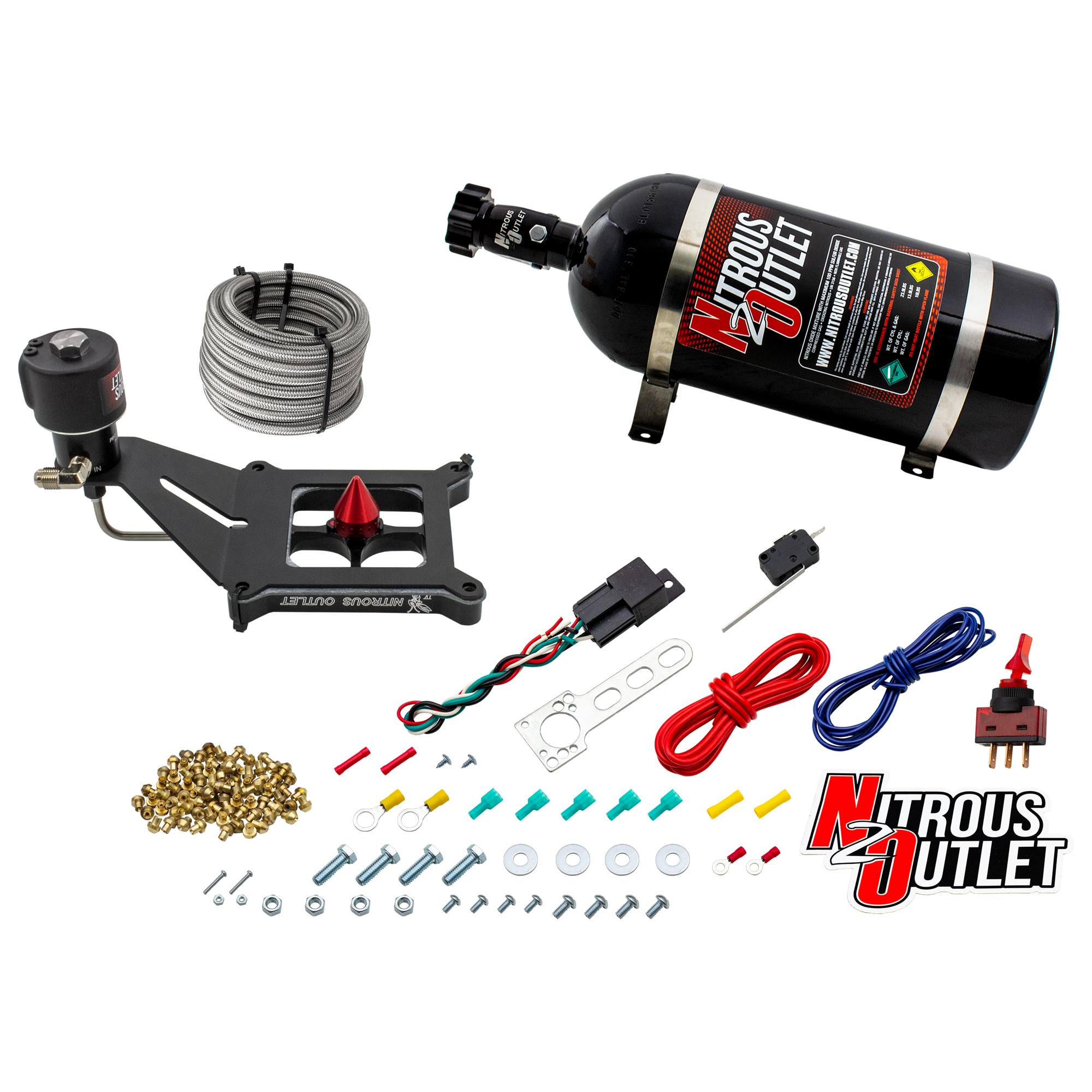 Nitrous Outlet 4150 Stinger 4 Dry Race System - Hard-line/.178 Trashcan Solenoid