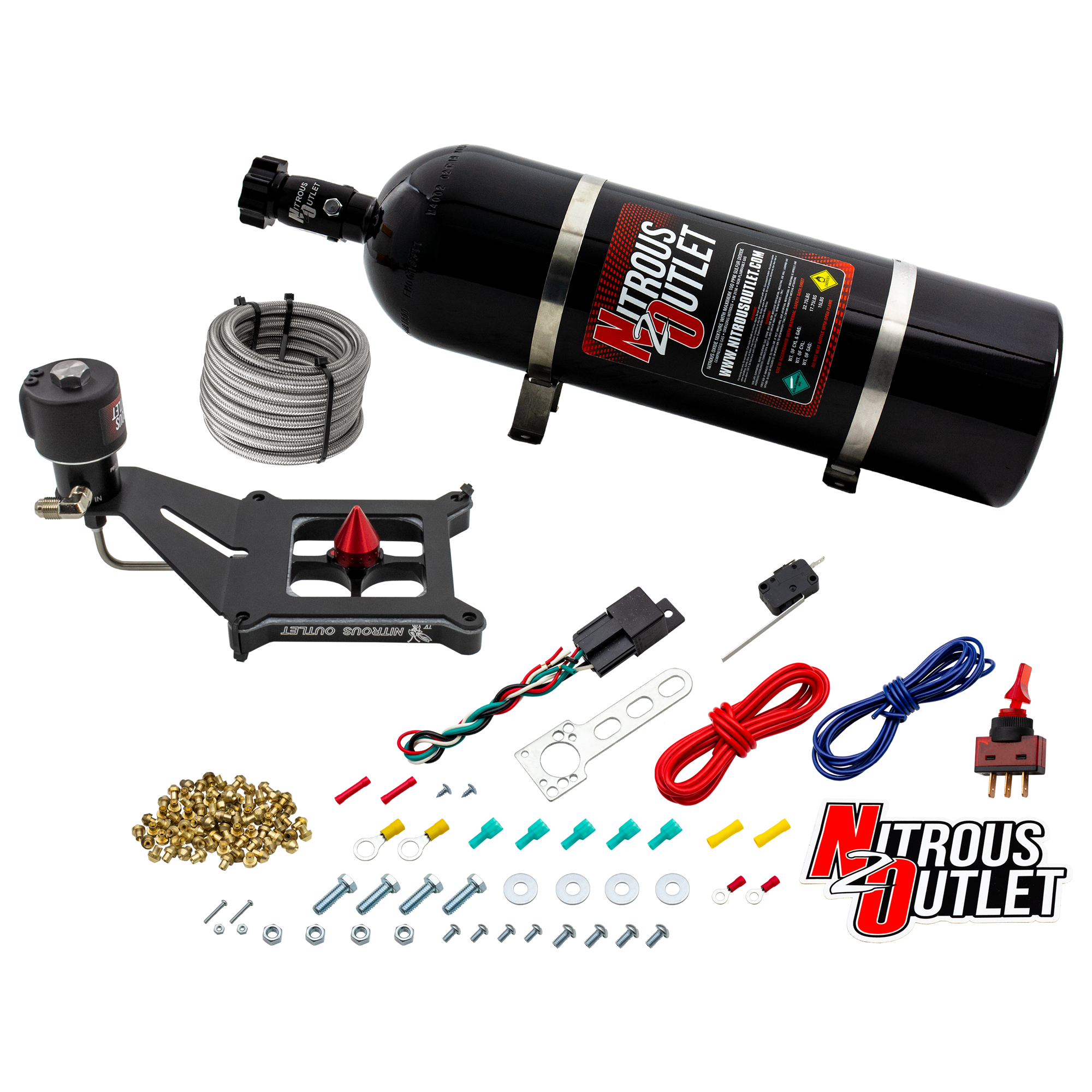 Nitrous Outlet 4150 Stinger 4 Dry Race System - Hard-line/.178 Trashcan Solenoid
