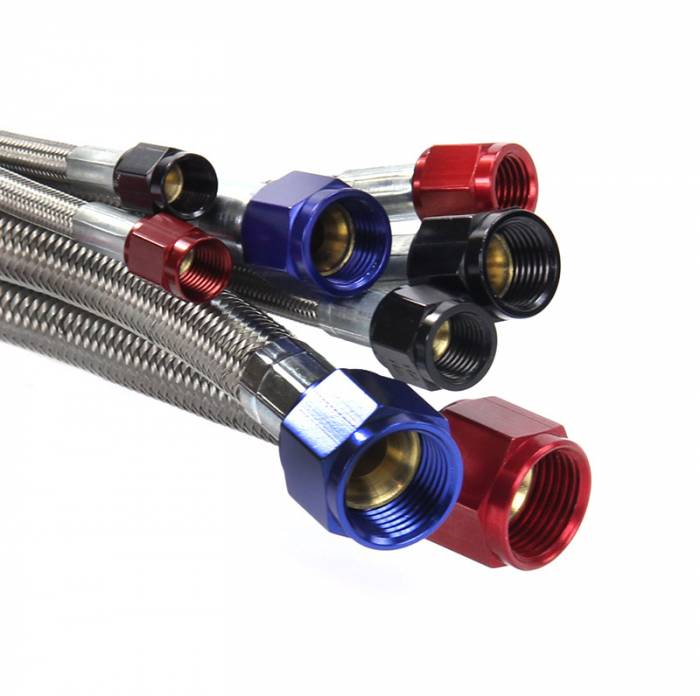 60 Inch 8AN Stainless Braided Hose Black B Nuts Nitrous Outlet