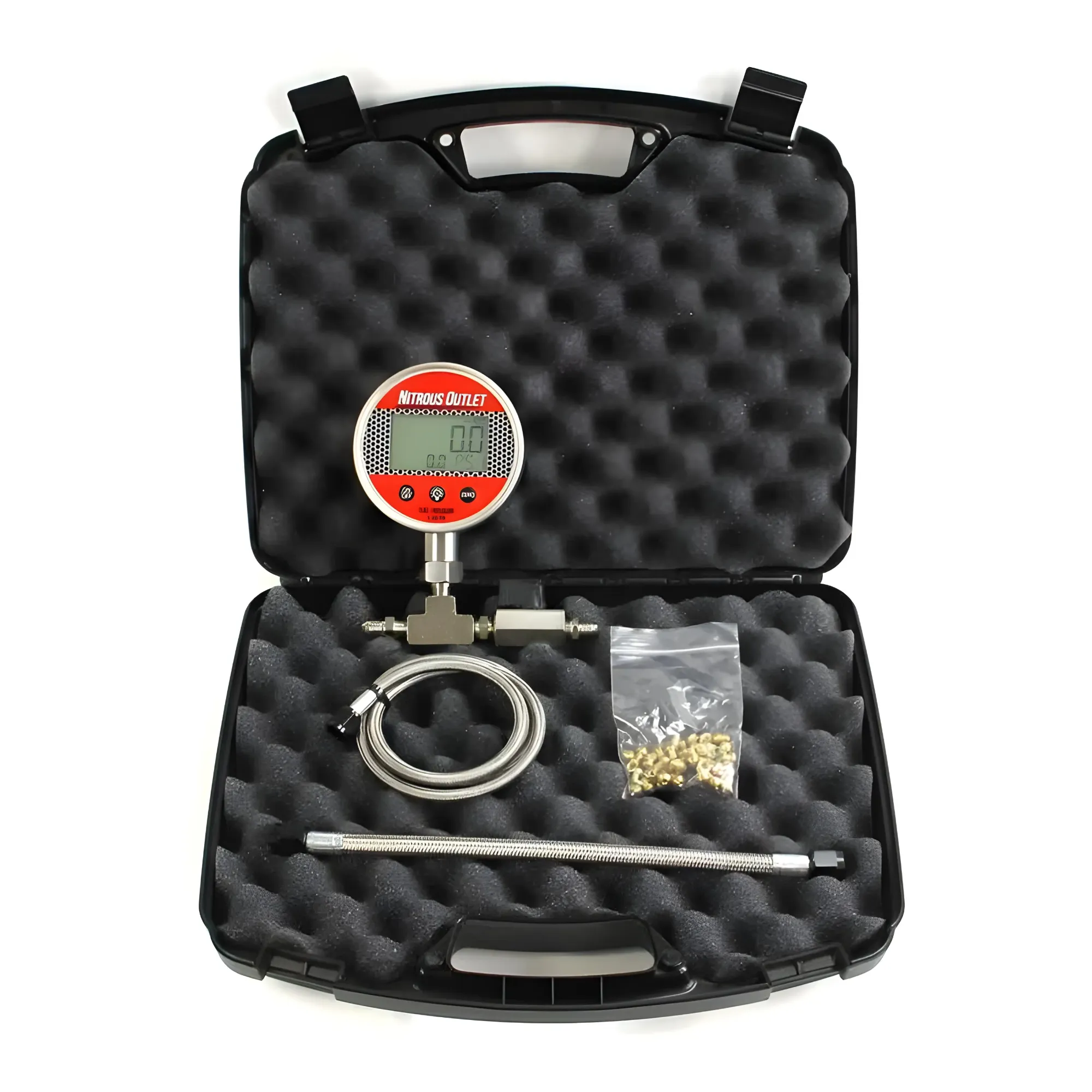 Flowing Fuel Pressure Test Gauge Kit Includes 43 Different Tuning Jets 0-100 PSI