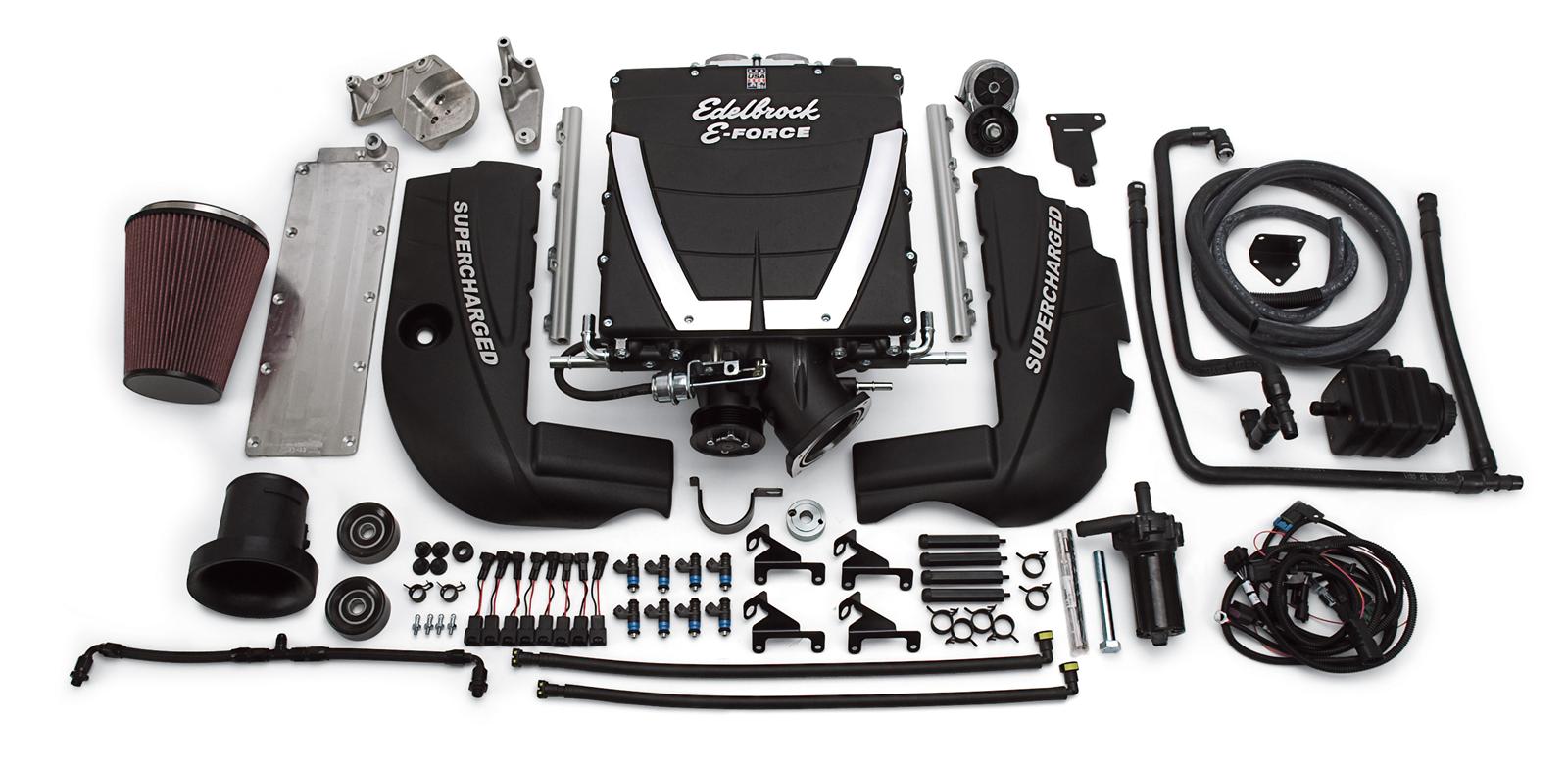 Edelbrock Supercharger, Universal,  GM, Gen IV block, LS3/L92 Rectangular Port Heads, Camaro/GTO (Gen IV 1998-02) belt offset