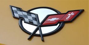 1999-2004 C5 Corvette, Emblem Inserts Polished 4pc Convertible, 100% Stainless Steel