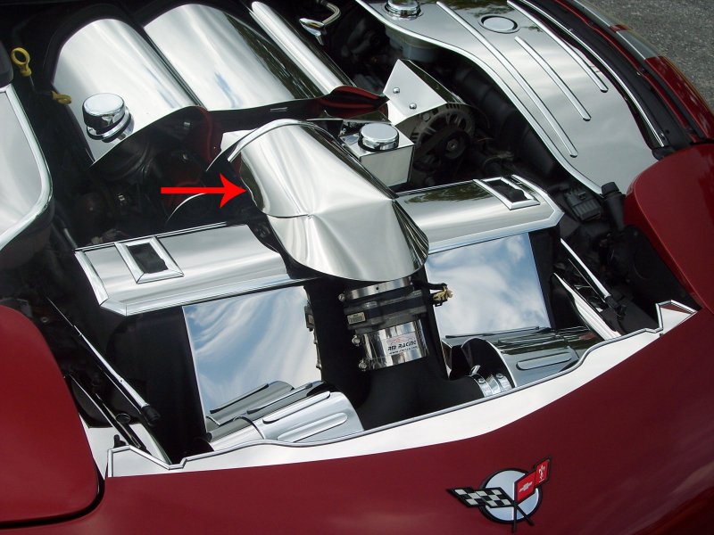 1997-2004 C5 Corvette, Air Bridge Cover Polished Factory Tube, Stainless Steel