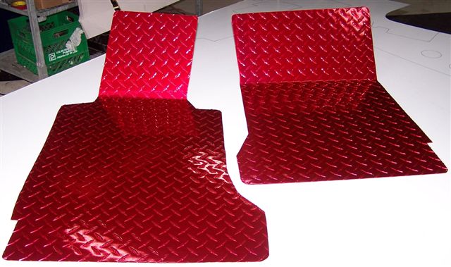 2005-2013 C6 Corvette, Floor Mats Show Diamond Plate Red, Stainless Steel