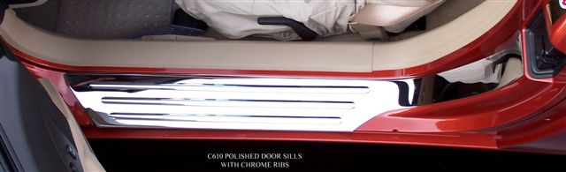 2005-2013 C6 Corvette, Doorsills Polished Outer w/Chrome Ribs, Stainless Steel