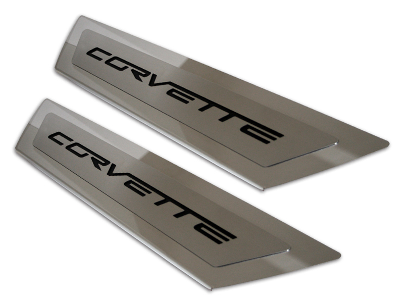 2005-2013 C6 Corvette, Doorsills Executive/Carbon Fiber Brushed Black, Corvette Style GML, 100% Stainless Steel,