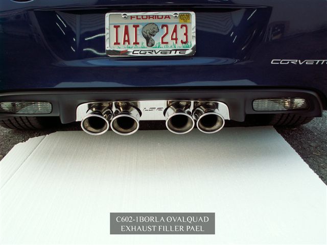 2005-2013 C6 Corvette, Exhaust Filler Panel Borla Sport Oval Quad Polished, Stainless Steel