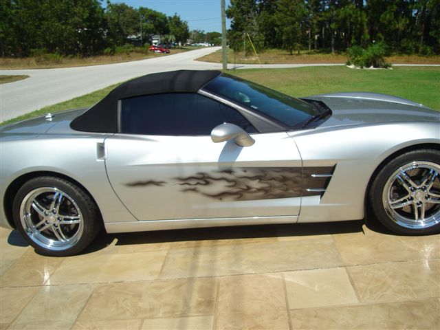 2005-2013 C6 Corvette, Side Graphic Sport Fade Black Flame
