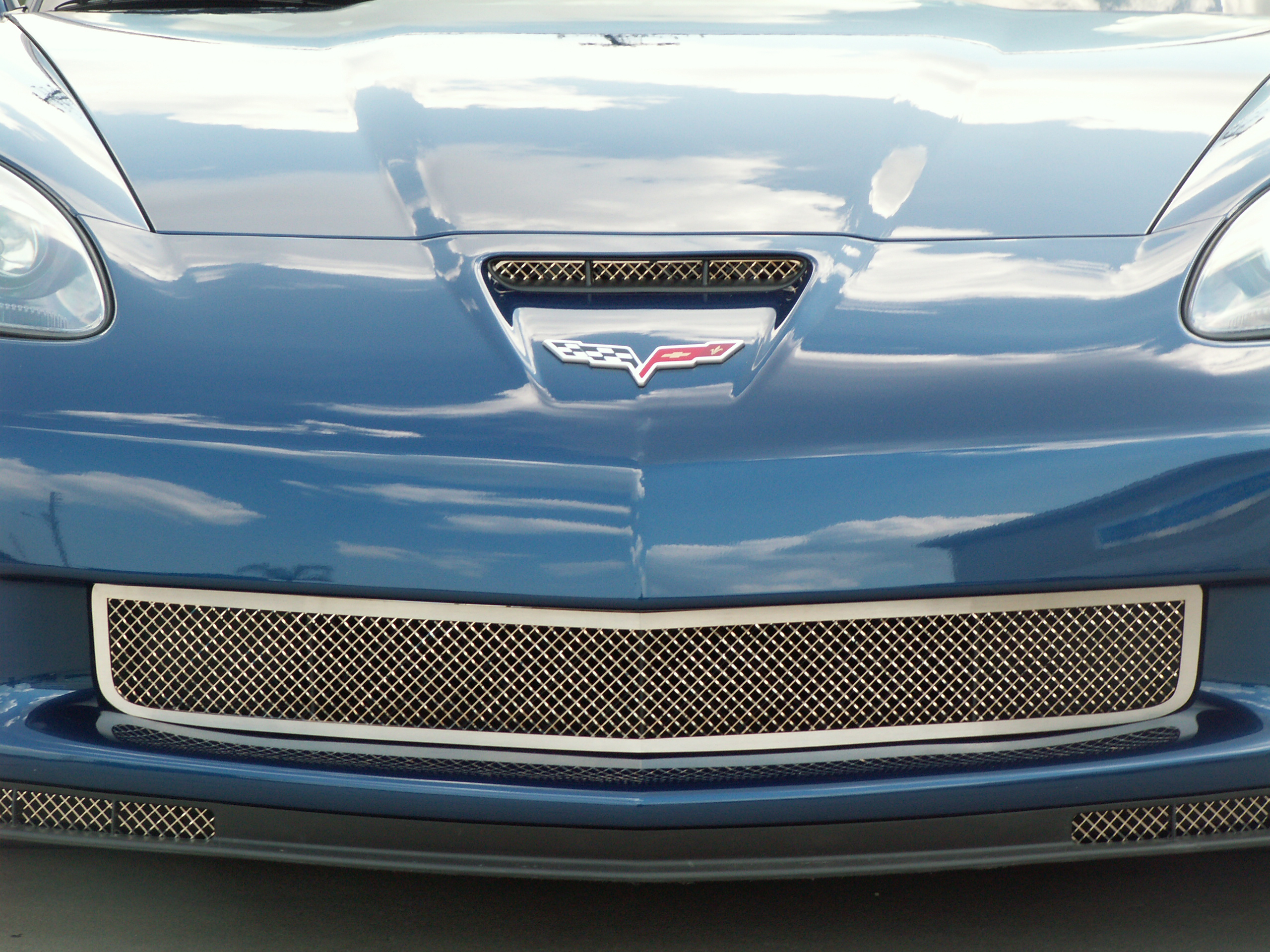 2006-2013 C6 Z06/GS Corvette, Grille Laser Mesh Front Z06, Stainless Steel