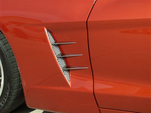 2005-2013 C6 Corvette, Vent Spears w/Perforated Vents 8pc C6, Stainless Steel