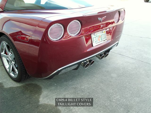 2005-2013 C6 Corvette, Taillight Covers Billet Style 4pc, Stainless Steel