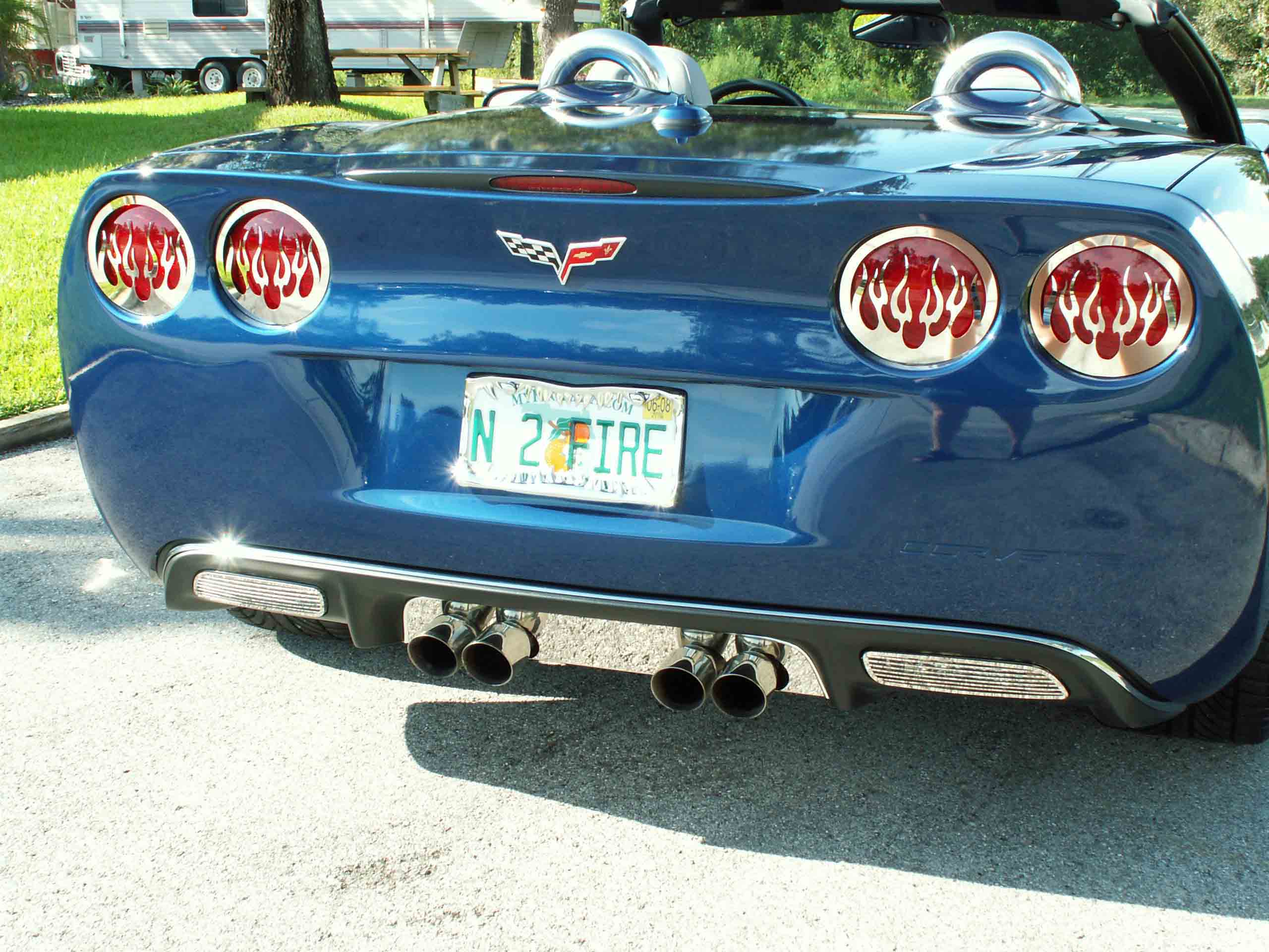 2005-2013 C6 Corvette, Taillight Covers Polished Flame Style 4pc, Stainless Steel