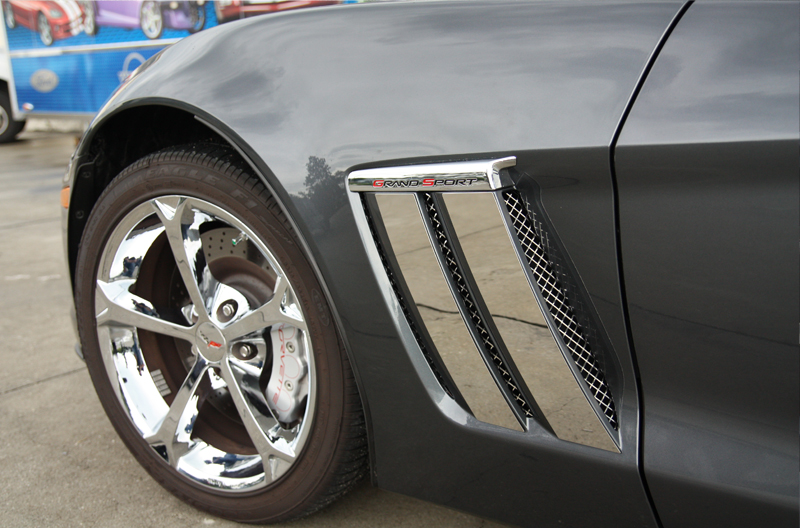 2010-2013 C6 Grand Sport Corvette, Vent Grille Laser Mesh Side 6pc Front, Stainless Steel